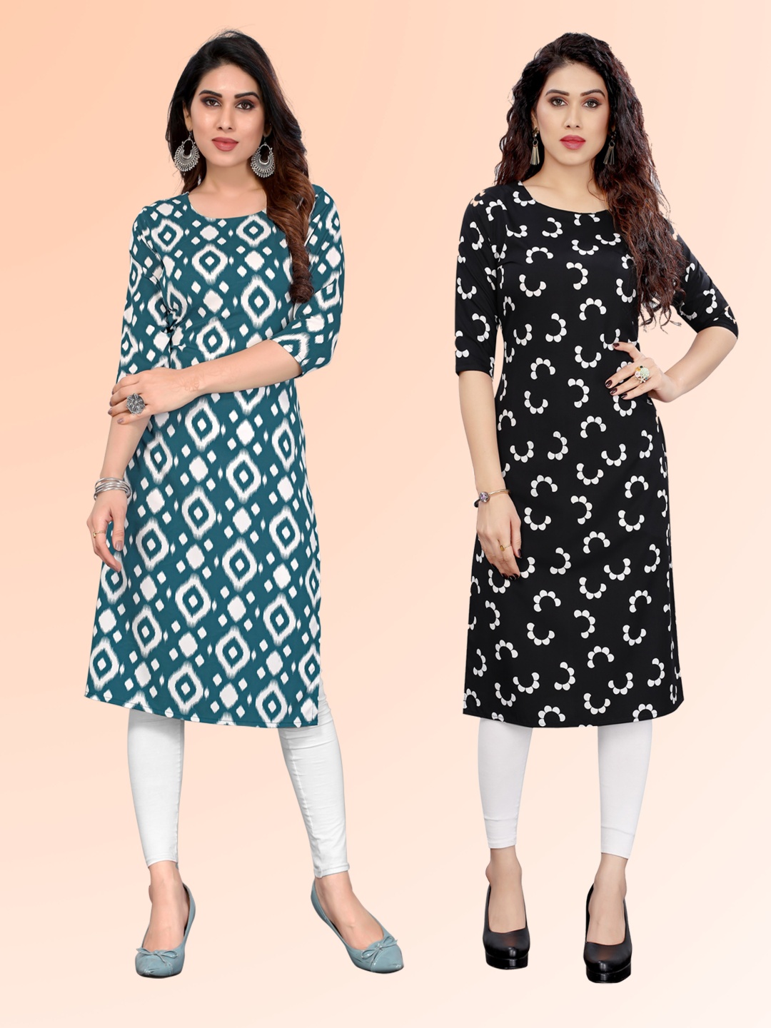 KETAKI FASHION Selection Of 2 Abstract Printed Round Neck Straight Kurtas, Black
KETAKI FASHION Selection Of 2 Abstract Printed Round Neck Straight Kurtas, Black
