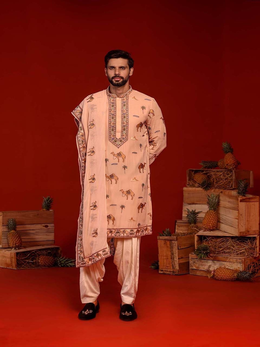 KALPRAAG Animal Embroidered Sequinned Georgette Straight Kurta With Patiala & Dupatta, Pink
KALPRAAG Animal Embroidered Sequinned Georgette Straight Kurta With Patiala & Dupatta, Pink
