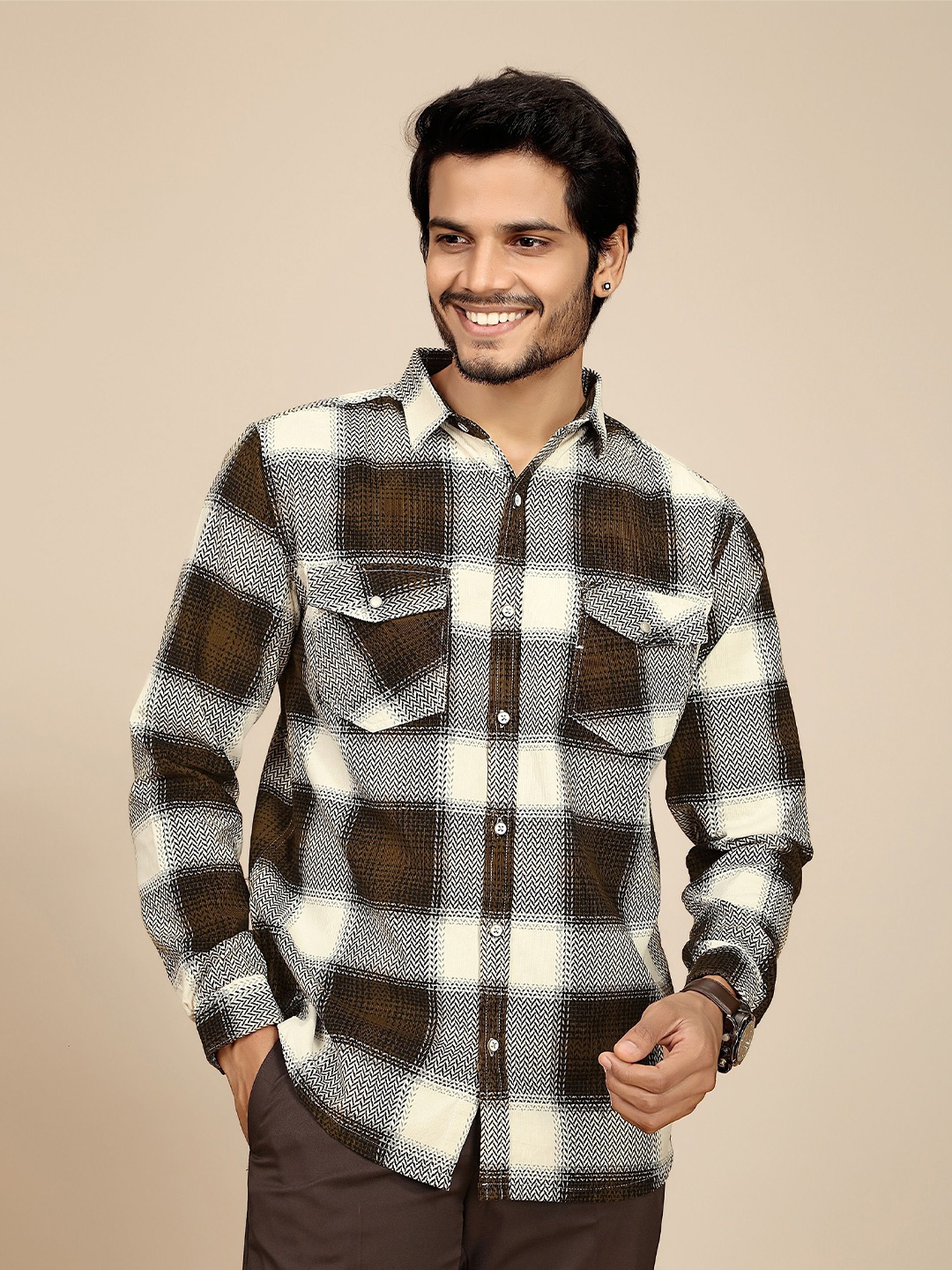 JOSE N POSE Men Premium Tailored Fit Spread Collar Tartan Checked Casual Shirt, Brown
JOSE N POSE Men Premium Tailored Fit Spread Collar Tartan Checked Casual Shirt, Brown