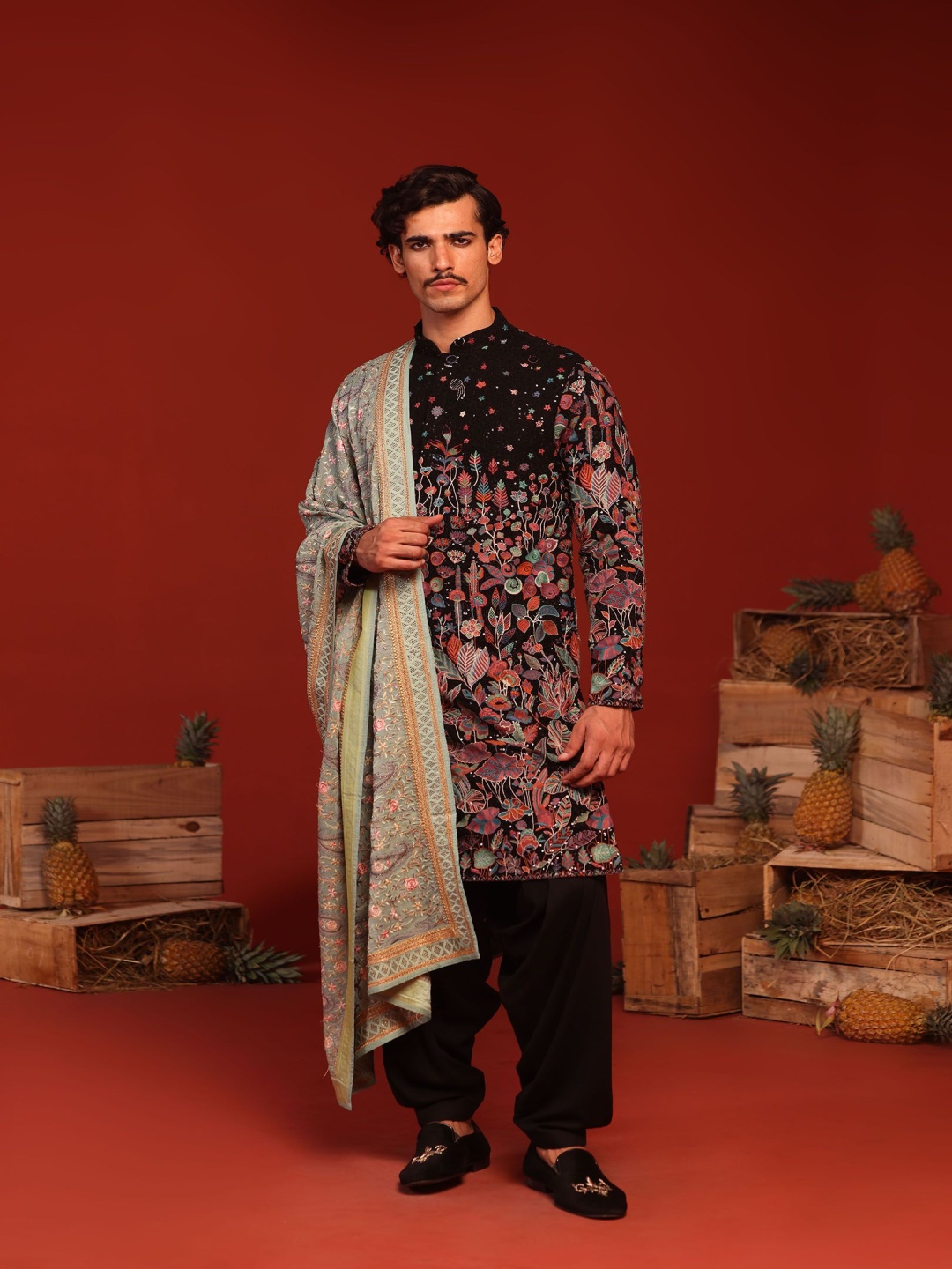 KALPRAAG Bhaumya Ethinc Motifs Embroidered Sequinned Kurta with Patiala & Dupatta, Black
KALPRAAG Bhaumya Ethinc Motifs Embroidered Sequinned Kurta with Patiala & Dupatta, Black