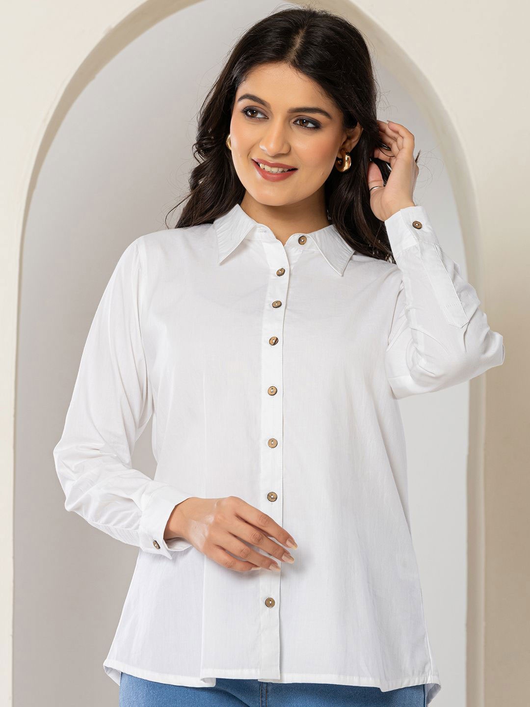 Eco Clothing Women Classic Relaxed Fit Spread Collar Solid Cotton Casual Shirt, White
Eco Clothing Women Classic Relaxed Fit Spread Collar Solid Cotton Casual Shirt, White