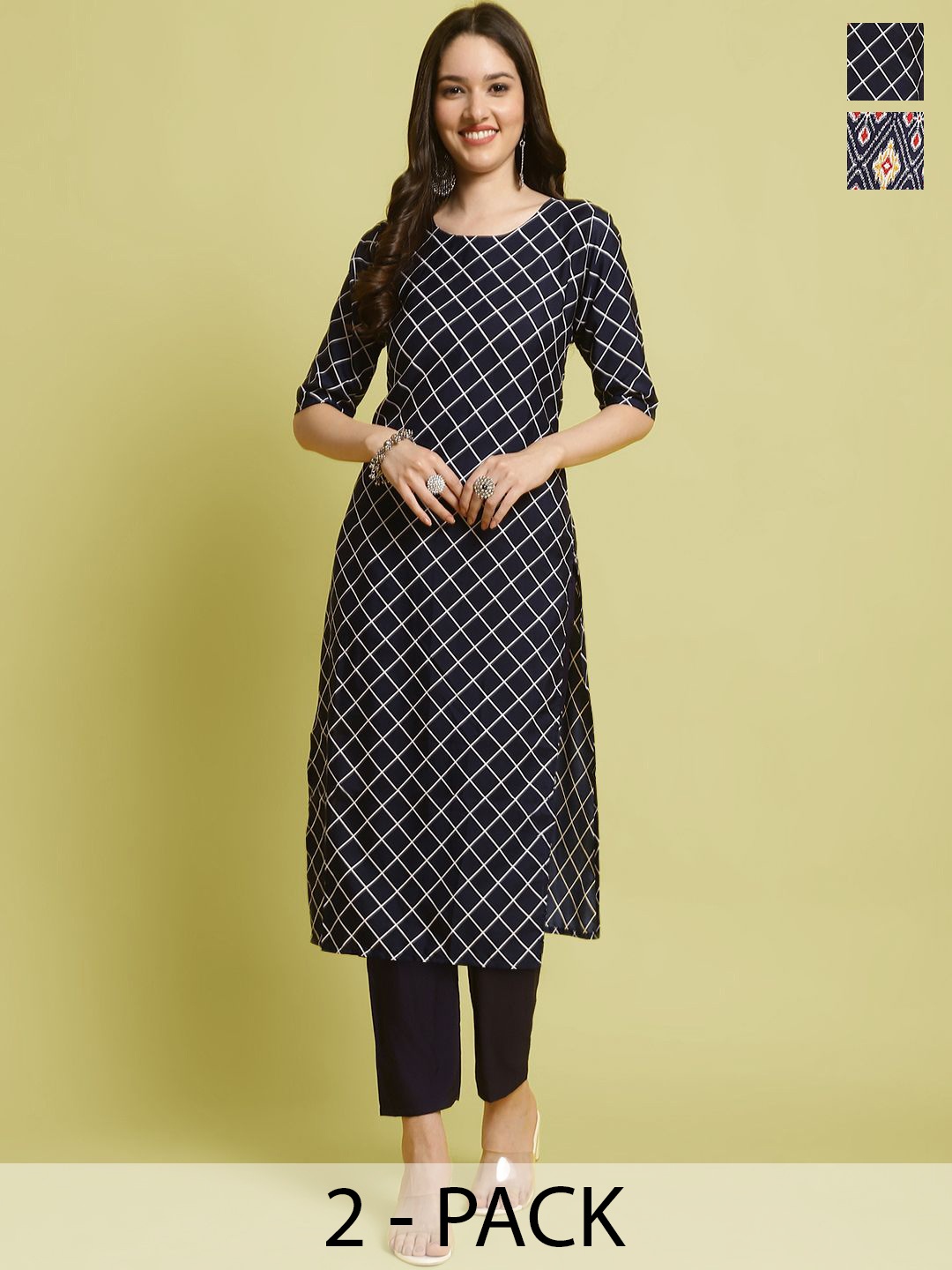 7Threads Selection Of 2 Geometric Printed Round Neck Straight Kurta With Trousers, Black
7Threads Selection Of 2 Geometric Printed Round Neck Straight Kurta With Trousers, Black