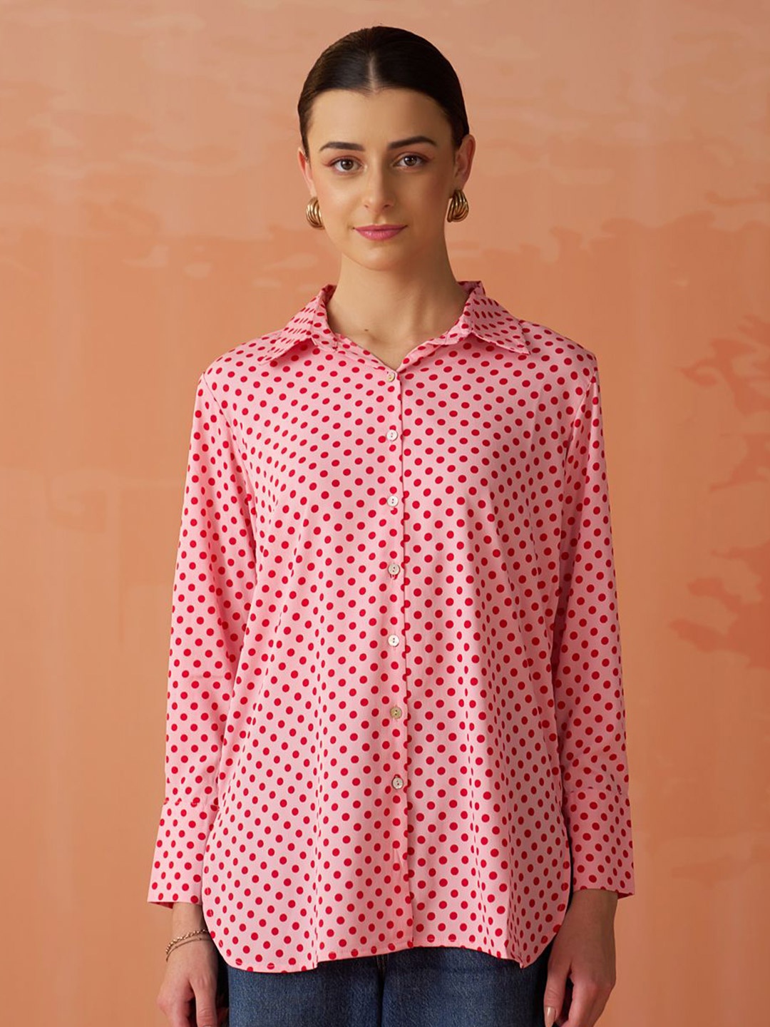 Lakshita Women Classic Relaxed Fit Cutaway Collar Polka Dots Printed Casual Shirt, Pink
Lakshita Women Classic Relaxed Fit Cutaway Collar Polka Dots Printed Casual Shirt, Pink