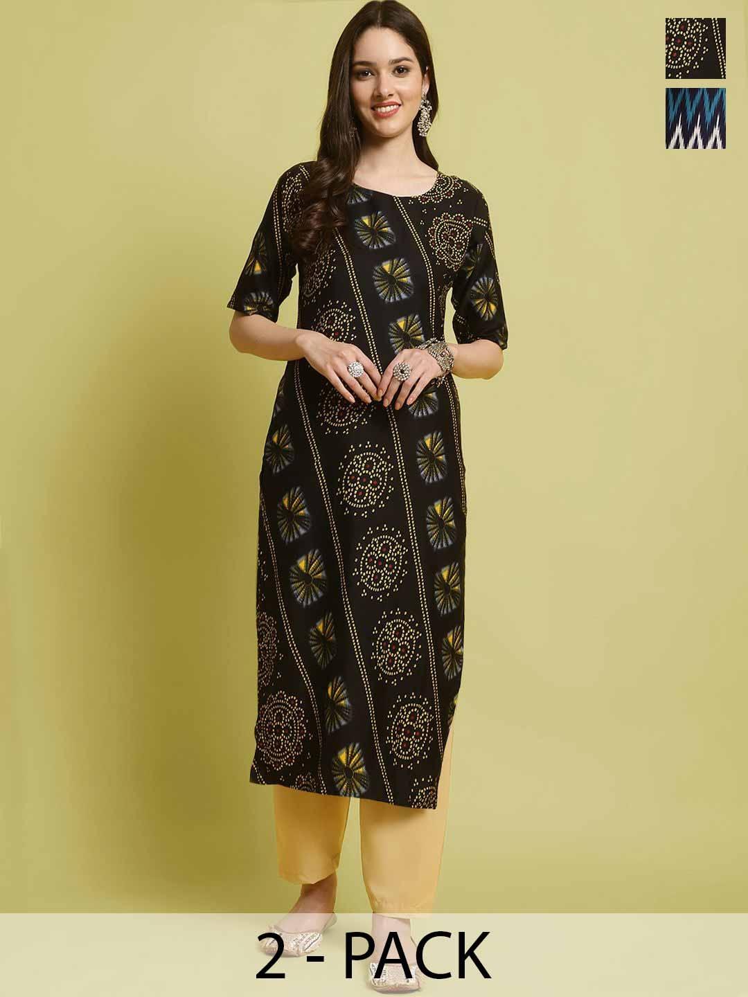 7Threads Selection Of 2 Ethnic Motifs Printed Round Neck Straight Kurta With Trousers, Black
7Threads Selection Of 2 Ethnic Motifs Printed Round Neck Straight Kurta With Trousers, Black