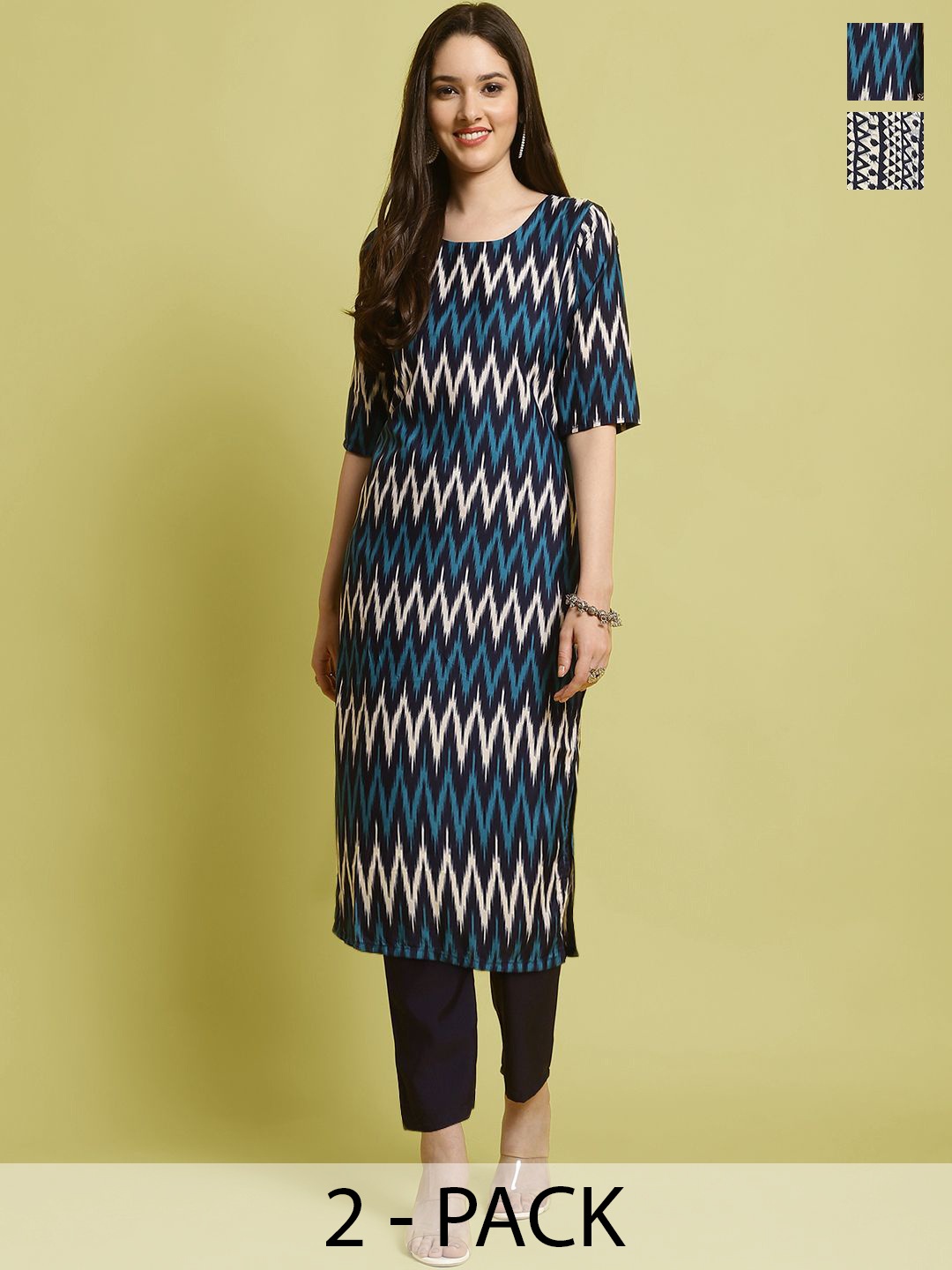7Threads Selection Of 2 Ethnic Motifs Printed Round Neck Straight Kurta With Trousers, Blue
7Threads Selection Of 2 Ethnic Motifs Printed Round Neck Straight Kurta With Trousers, Blue