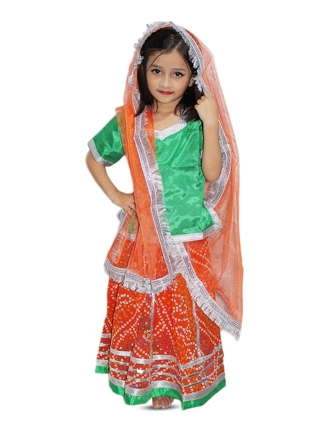 Kaku Fancy dresses Girls Navratri Garba Dance Costume Top With Skirt & Dupatta, Orange
Kaku Fancy dresses Girls Navratri Garba Dance Costume Top With Skirt & Dupatta, Orange