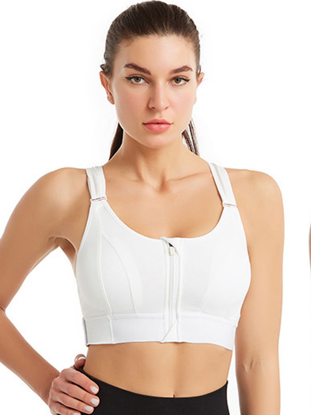 Secret Lives Full Coverage Cut and Sew Center Front Open Lightly Padded Sports Bra, White
Secret Lives Full Coverage Cut and Sew Center Front Open Lightly Padded Sports Bra, White