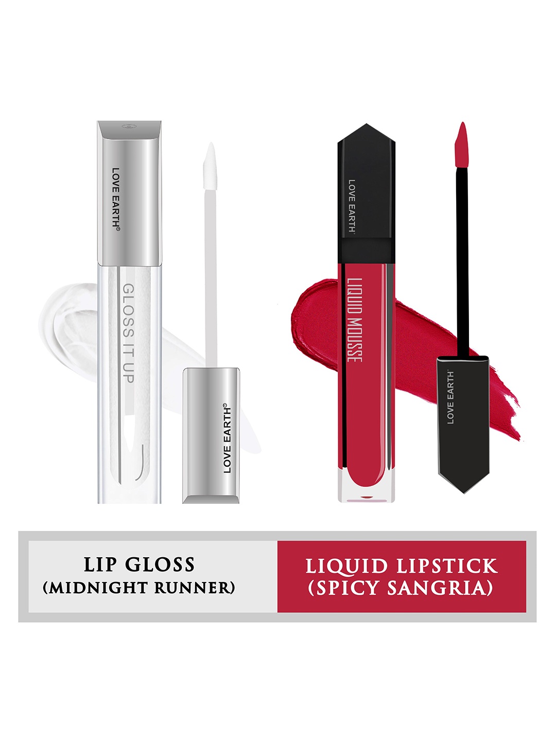 LOVE EARTH Set of 2 Liquid Mousse Lipstick & Gloss It Up Lip Gloss - 4.5ml Each, Transparent
LOVE EARTH Set of 2 Liquid Mousse Lipstick & Gloss It Up Lip Gloss - 4.5ml Each, Transparent