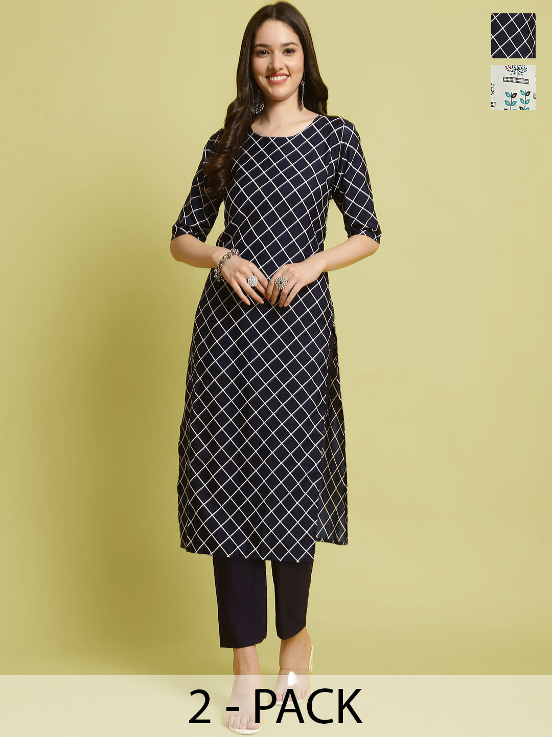 7Threads Selection Of 2 Checked Straight Kurtas With Trousers, Black
7Threads Selection Of 2 Checked Straight Kurtas With Trousers, Black