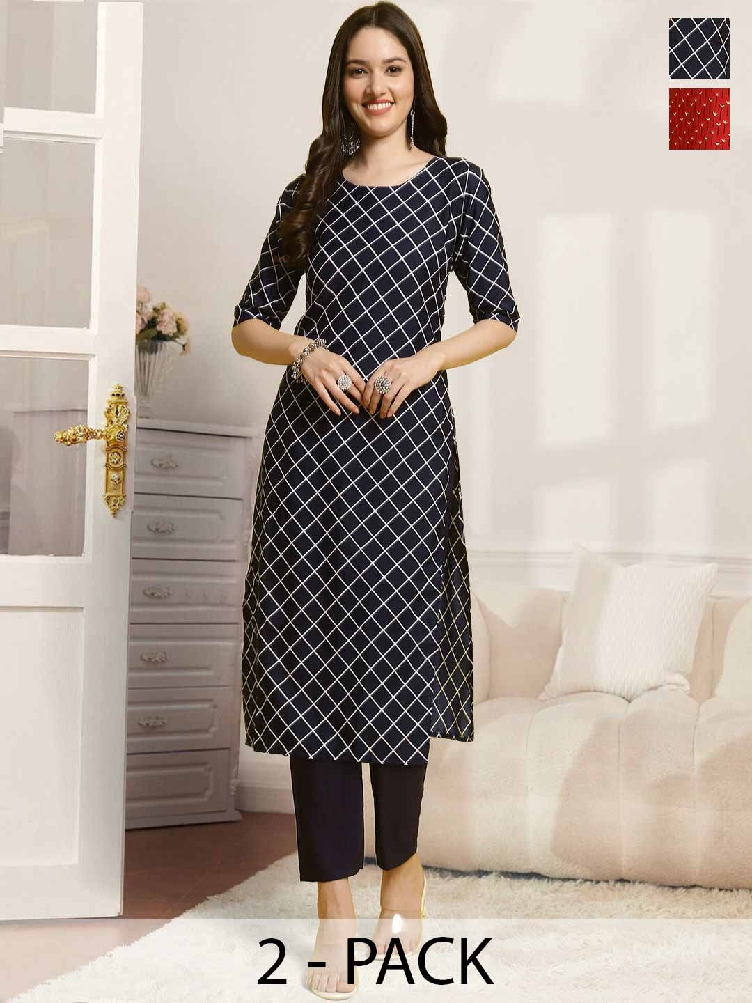 7Threads Selection Of 2 Checked Printed Round Neck Straight Kurta With Trousers, Black
7Threads Selection Of 2 Checked Printed Round Neck Straight Kurta With Trousers, Black