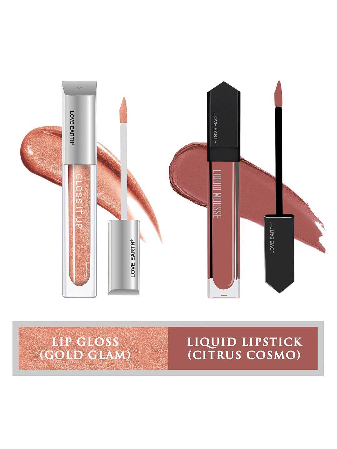 LOVE EARTH Set Of 2 Liquid Mousse Matte Lipstick - 6ml-Gloss It Up Lip Gloss - 3ml, Gold
LOVE EARTH Set Of 2 Liquid Mousse Matte Lipstick - 6ml-Gloss It Up Lip Gloss - 3ml, Gold
