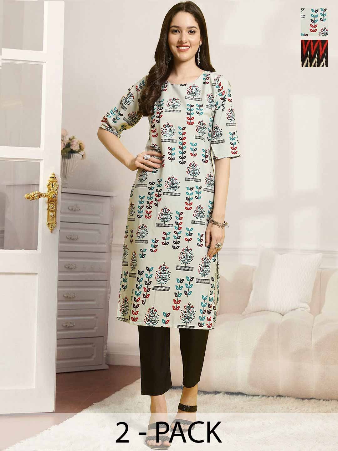 7Threads Selection Of 2 Ethnic Motifs Printed Round Neck Straight Kurtas With Trousers, Red
7Threads Selection Of 2 Ethnic Motifs Printed Round Neck Straight Kurtas With Trousers, Red