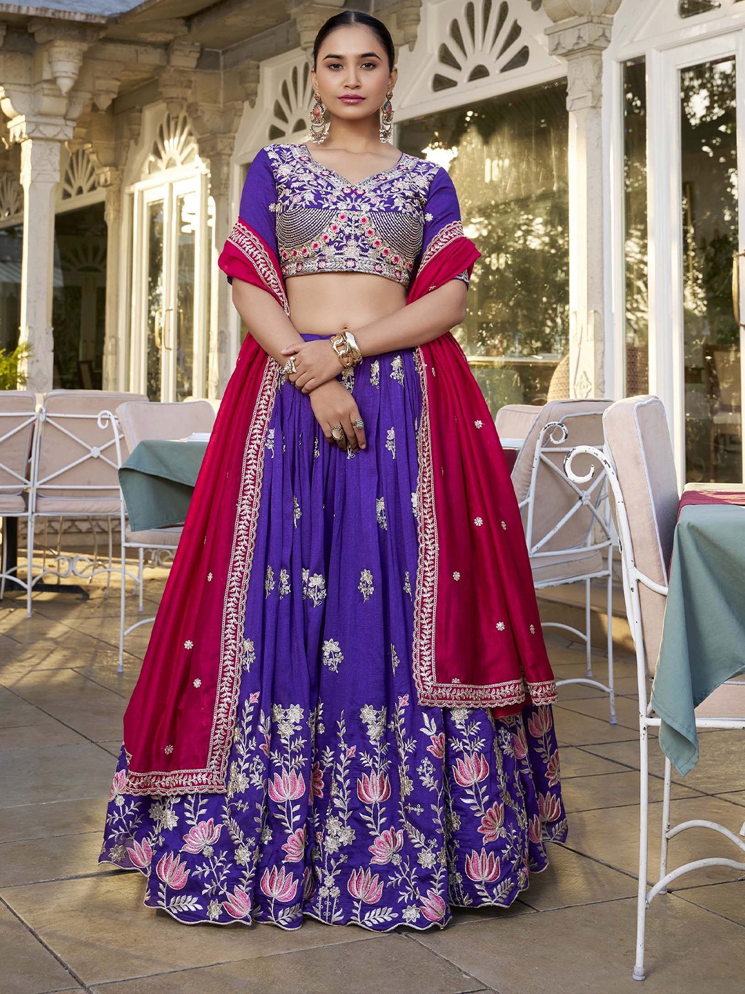 LOOKNBOOK ART Embroidered Thread Work Ready to Wear Lehenga & Unstitched Blouse With Dupatta, Purple
LOOKNBOOK ART Embroidered Thread Work Ready to Wear Lehenga & Unstitched Blouse With Dupatta, Purple