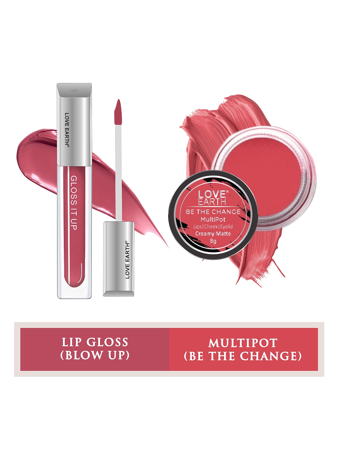 LOVE EARTH Set Of 2 Lip Tint & Cheek Tint Multipot - 8g-Gloss It Up Lip Gloss - 3ml, Pink
LOVE EARTH Set Of 2 Lip Tint & Cheek Tint Multipot - 8g-Gloss It Up Lip Gloss - 3ml, Pink