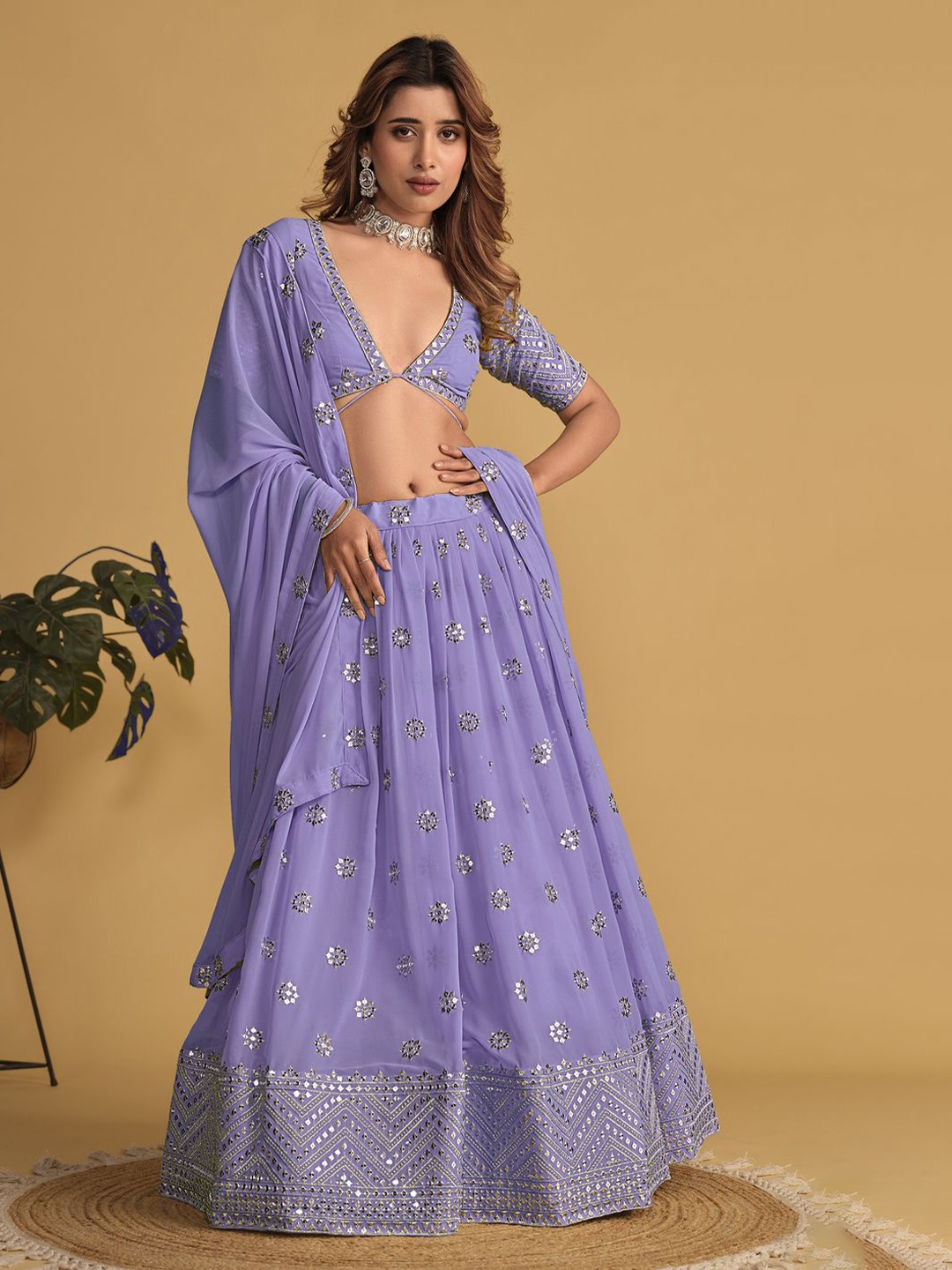 Fashion Basket Embroidered Sequinned Semi-Stitched Lehenga & Unstitched Blouse With Dupatta, Lavender
Fashion Basket Embroidered Sequinned Semi-Stitched Lehenga & Unstitched Blouse With Dupatta, Lavender