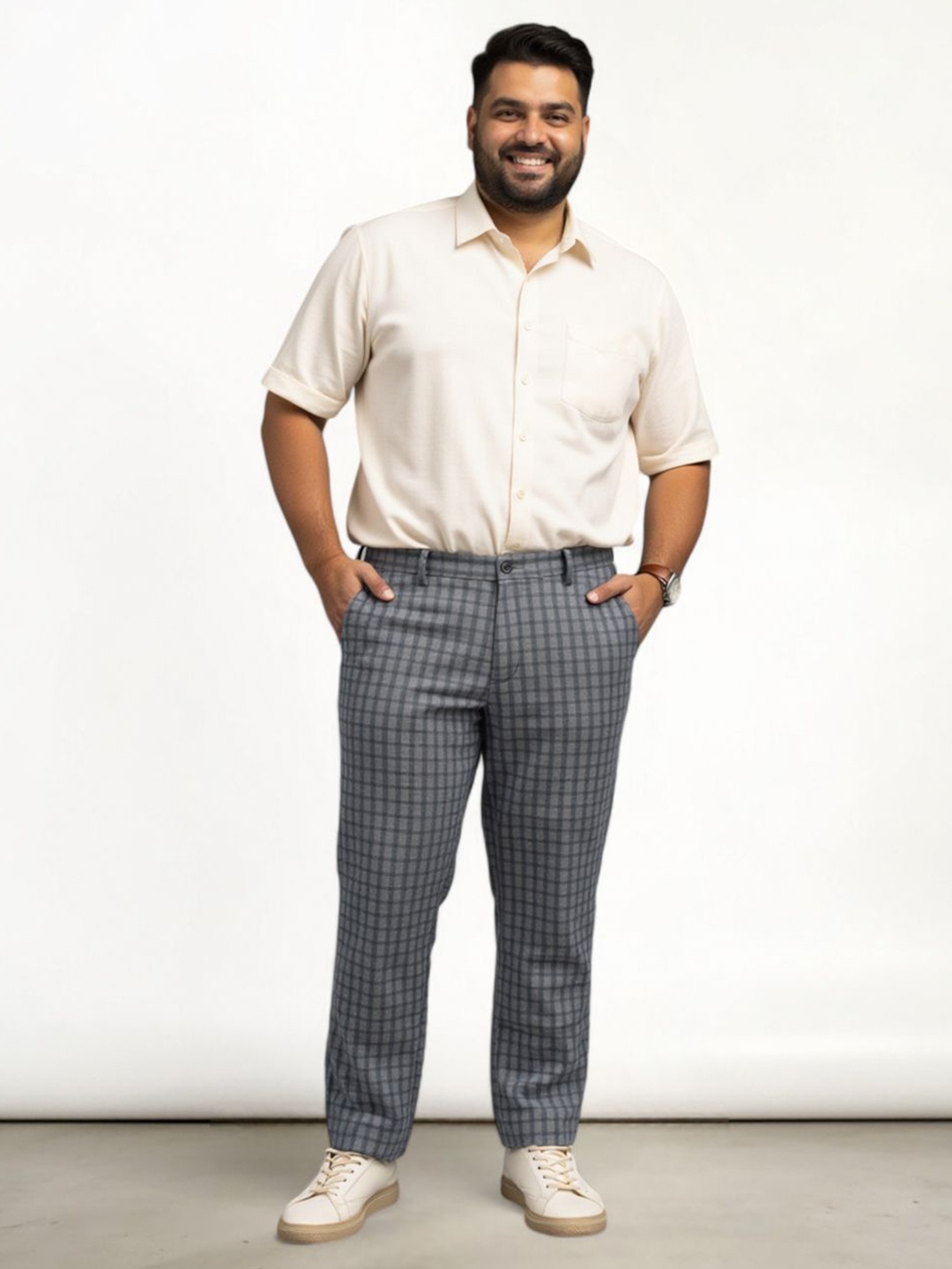 The Pant Project Men Plus Size Checked Comfort Slim Fit Wrinkle Free Trousers, Blue
The Pant Project Men Plus Size Checked Comfort Slim Fit Wrinkle Free Trousers, Blue