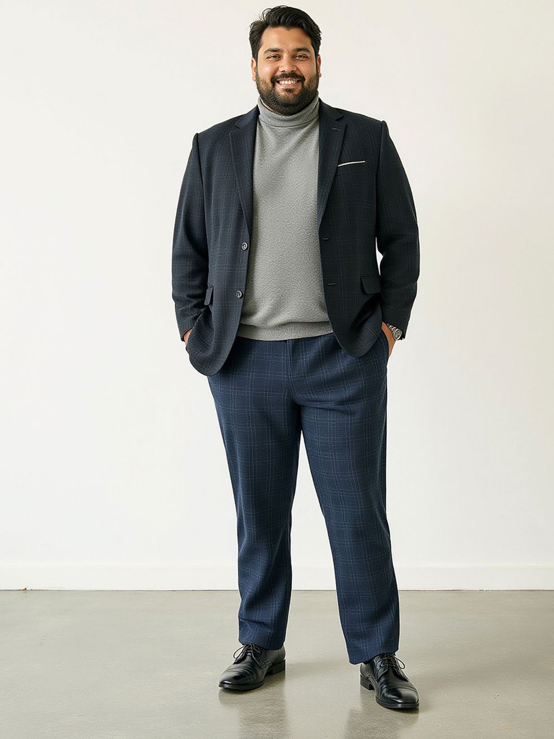 The Pant Project Men Plus Size Checked Comfort Slim Fit Wrinkle Free Formal Trousers, Navy blue
The Pant Project Men Plus Size Checked Comfort Slim Fit Wrinkle Free Formal Trousers, Navy blue
