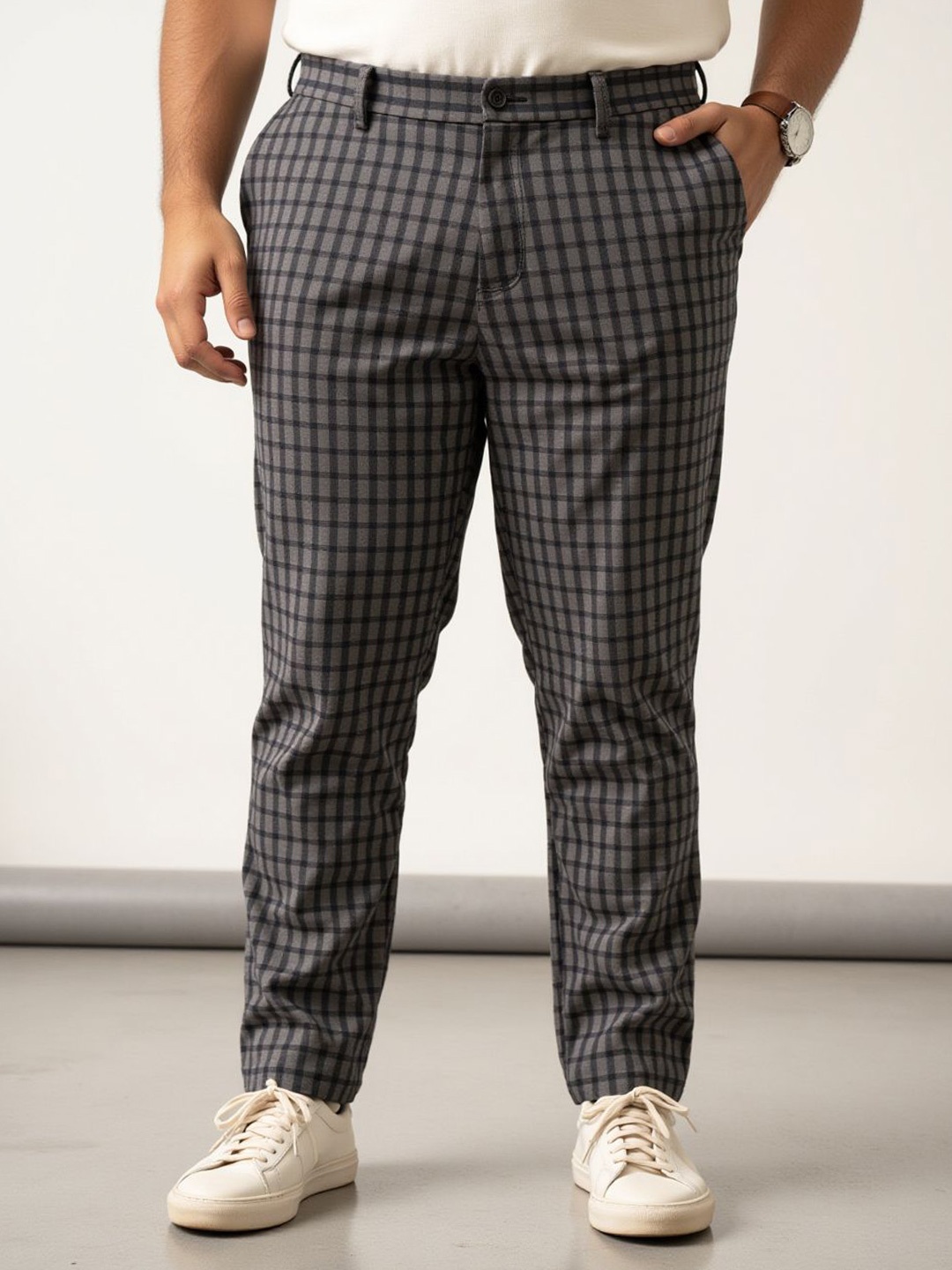 The Pant Project Men Plus Size Checked Comfort Slim Fit Wrinkle Free Trousers, Black
The Pant Project Men Plus Size Checked Comfort Slim Fit Wrinkle Free Trousers, Black