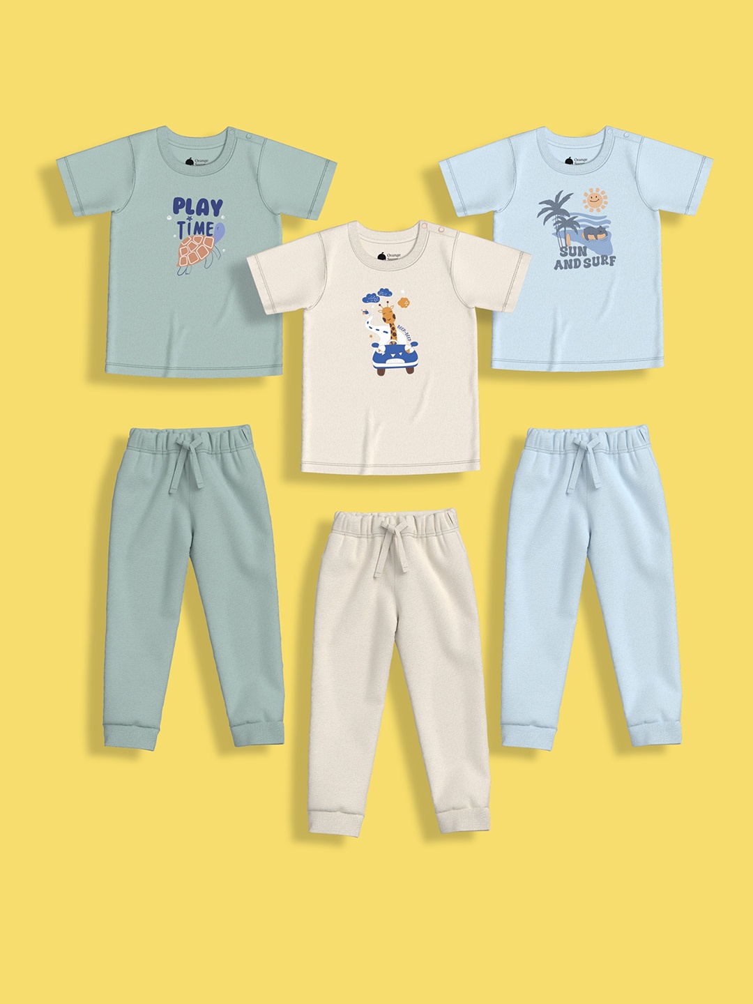 Orange Sugar Kids Pack of 3 Giraffe With Beep Play & Sun Printed Pure Cotton Night suits, Blue
Orange Sugar Kids Pack of 3 Giraffe With Beep Play & Sun Printed Pure Cotton Night suits, Blue