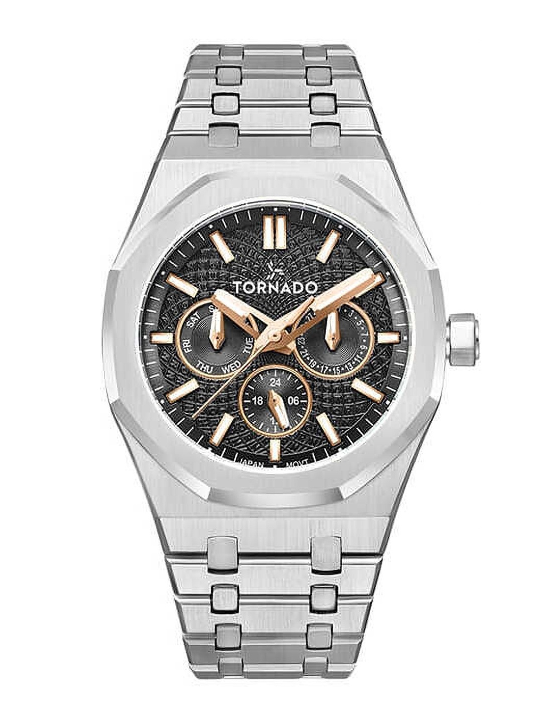 TORNADO Men Dial & Stainless Steel Bracelet Style Straps Analogue Multi Function Watch T23104-SBSBK, Black
TORNADO Men Dial & Stainless Steel Bracelet Style Straps Analogue Multi Function Watch T23104-SBSBK, Black