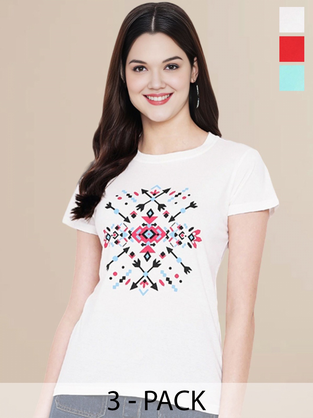Metronaut Women Pack Of 3 Typography Printed Round Neck Cotton T-shirts, Turquoise blue
Metronaut Women Pack Of 3 Typography Printed Round Neck Cotton T-shirts, Turquoise blue