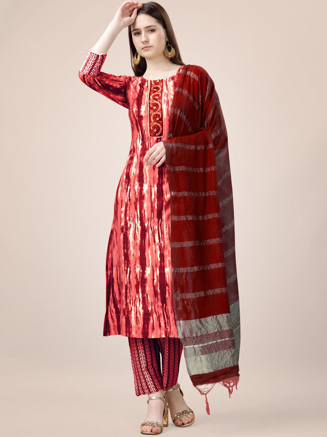 Riddhi Textile Hub Women Ethnic Motifs Printed Regular Kurti with Churidar & With Dupatta, Orange 
Riddhi Textile Hub Women Ethnic Motifs Printed Regular Kurti with Churidar & With Dupatta, Orange