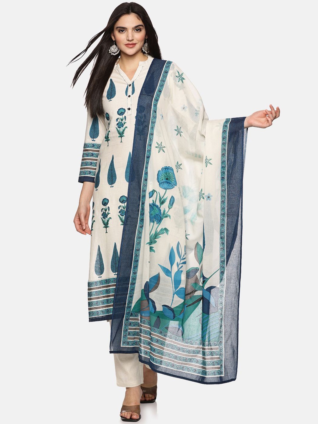 RAJMANDIRFABRICS Women Floral Printed Regular Thread Work Pure Cotton Kurta with Trousers & With Dupatta, Off white
RAJMANDIRFABRICS Women Floral Printed Regular Thread Work Pure Cotton Kurta with Trousers & With Dupatta, Off white