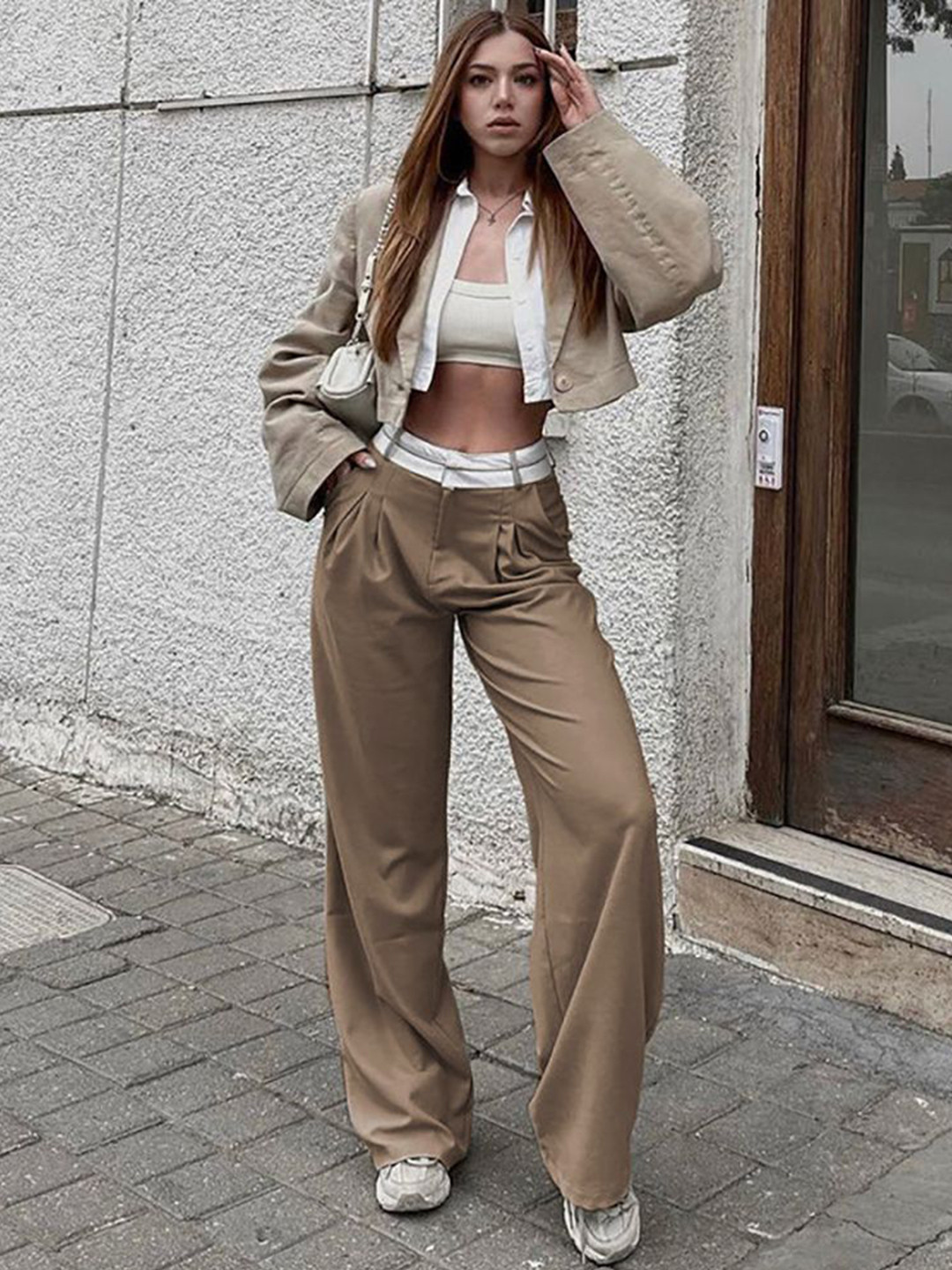 StyleCast x Revolte Women Loose Fit Easy Wash Trousers, Coffee brown 
StyleCast x Revolte Women Loose Fit Easy Wash Trousers, Coffee brown