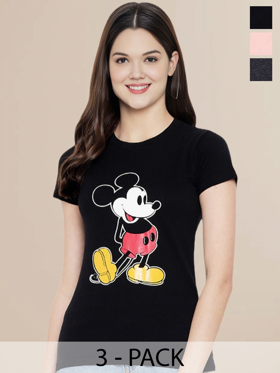 Metronaut Women Pack Of 3 Typography Printed Round Neck Cotton Mickey Mouse T-shirts, Charcoal
Metronaut Women Pack Of 3 Typography Printed Round Neck Cotton Mickey Mouse T-shirts, Charcoal