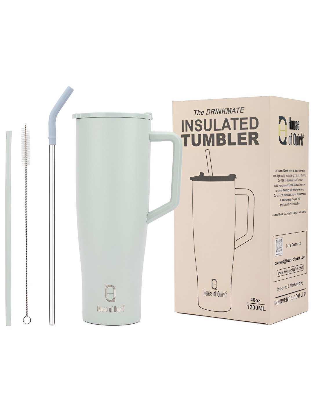 HOUSE OF QUIRK Sea Green Stainless Steel Printed Tumbler with Handle & 2 Straw Lid 1.2 L
HOUSE OF QUIRK Sea Green Stainless Steel Printed Tumbler with Handle & 2 Straw Lid 1.2 L