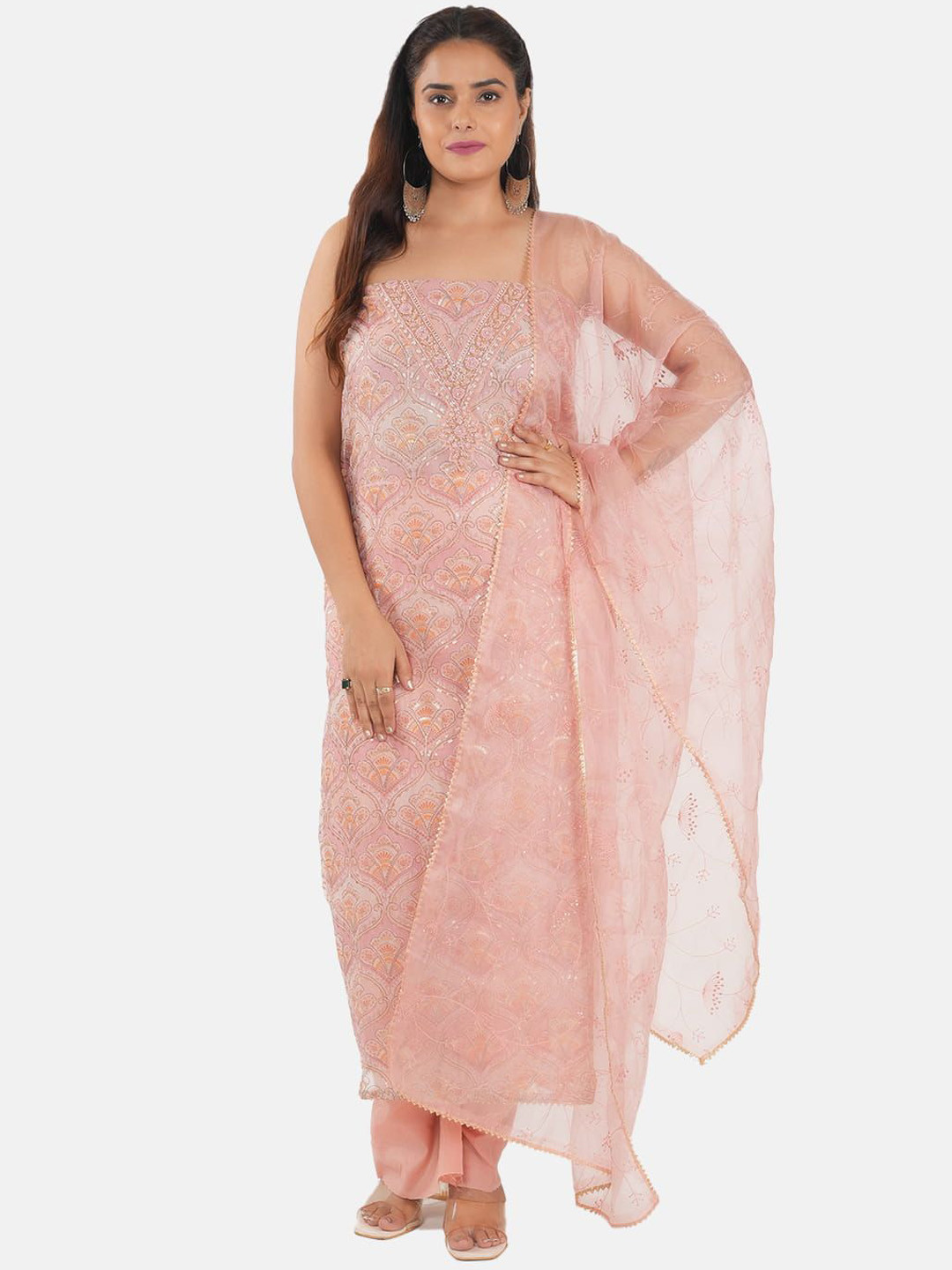 MOZAFIA Floral Embroidered Beads and Stones Organza Unstitched Dress Material, Pink
MOZAFIA Floral Embroidered Beads and Stones Organza Unstitched Dress Material, Pink