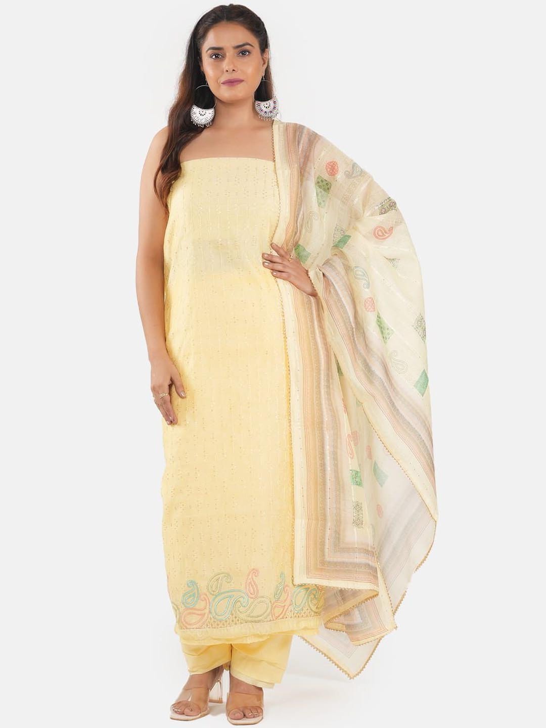 MOZAFIA Premium Floral Embroidered Sequinned Linen Unstitched Dress Material, Yellow
MOZAFIA Premium Floral Embroidered Sequinned Linen Unstitched Dress Material, Yellow