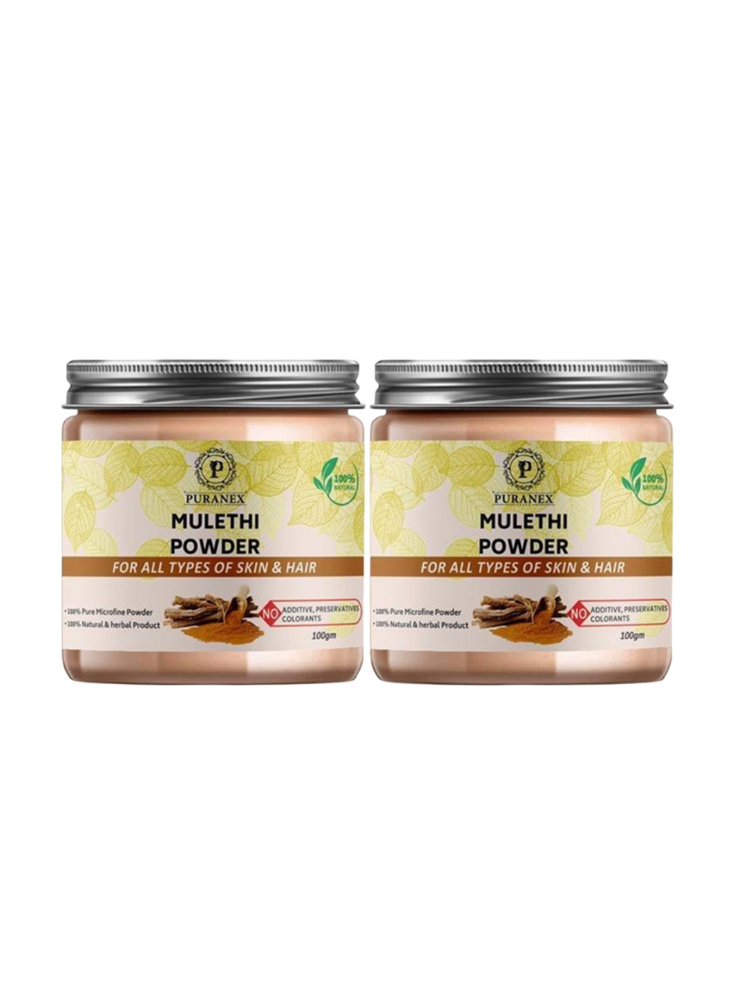 Puranex Set Of 2 100% Natural & Pure Mulethi Powder For Skin Toning - 100 g Each, White
Puranex Set Of 2 100% Natural & Pure Mulethi Powder For Skin Toning - 100 g Each, White