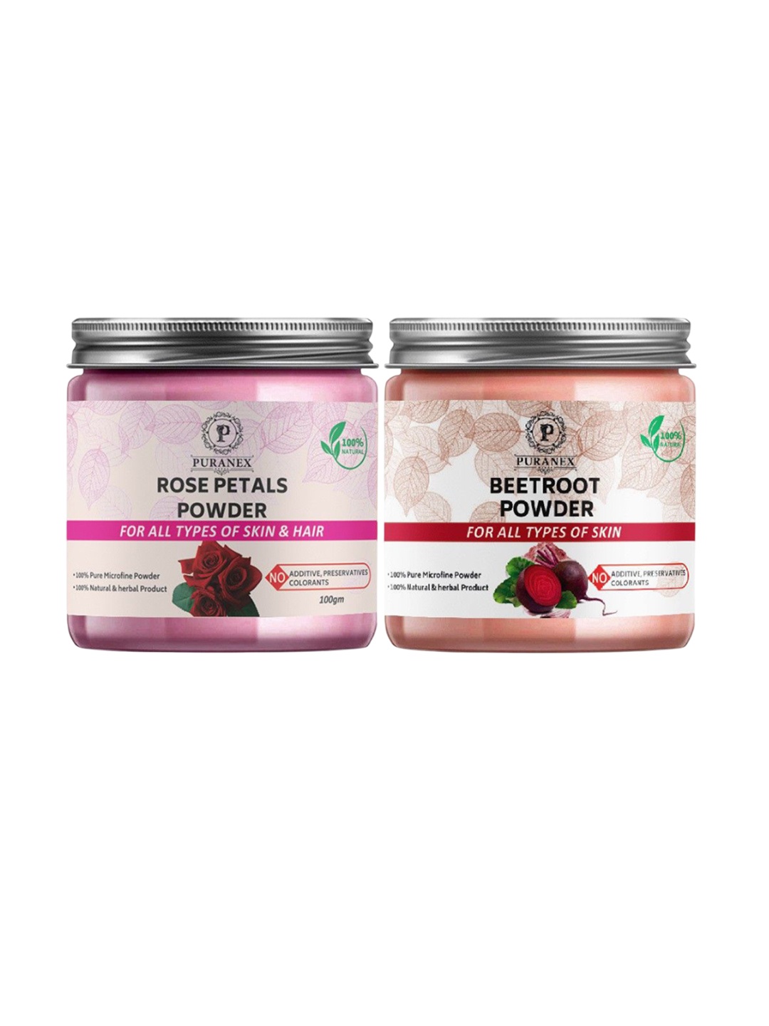 Puranex Set Of 2 100% Natural & Pure Rose Petals & Beatroot Powder - 100 gm Each, White
Puranex Set Of 2 100% Natural & Pure Rose Petals & Beatroot Powder - 100 gm Each, White