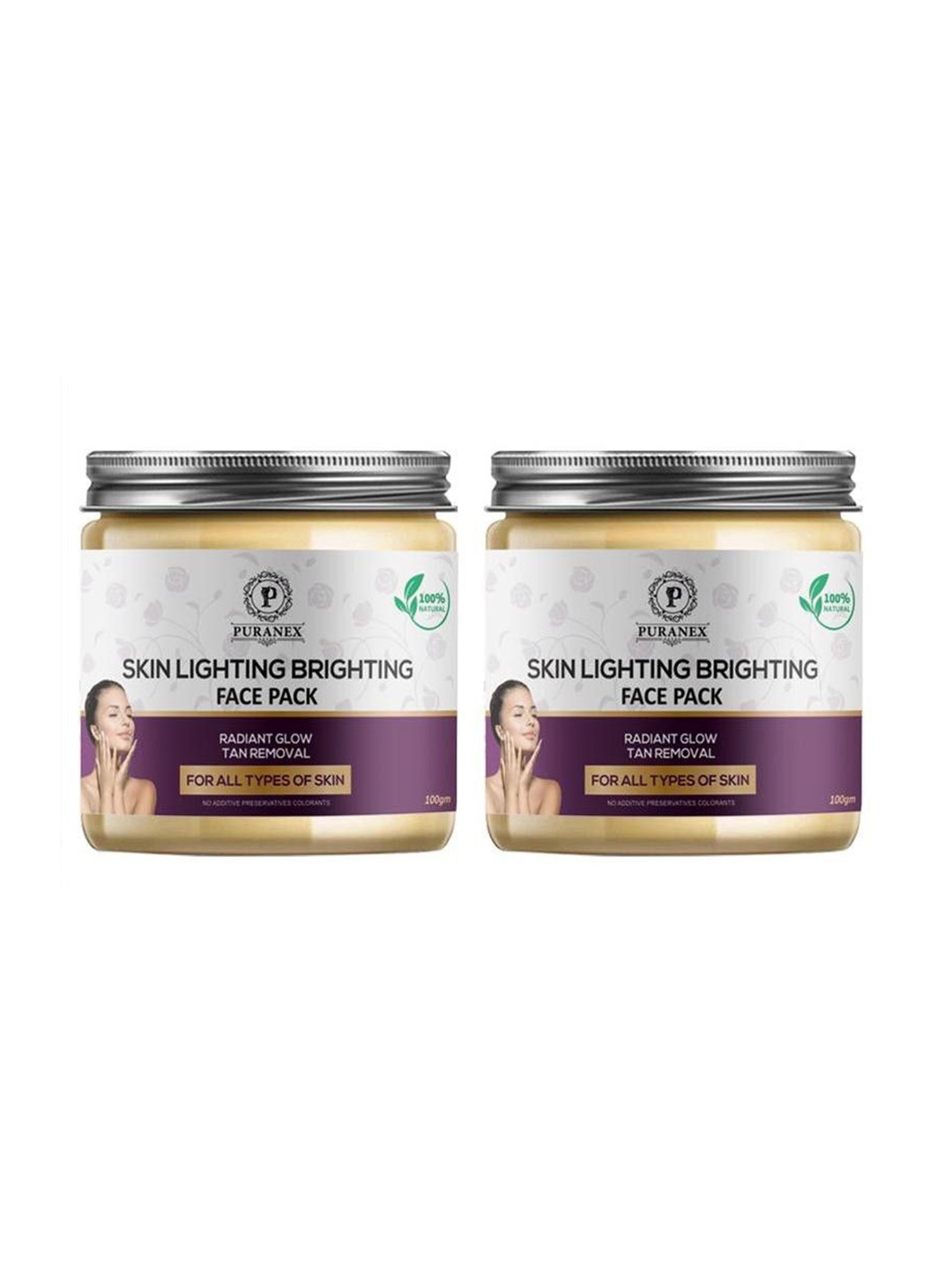 Puranex Set Of 2 100% Natural & Pure Lighting Brighting Face Pack - 100 gm Each, White
Puranex Set Of 2 100% Natural & Pure Lighting Brighting Face Pack - 100 gm Each, White