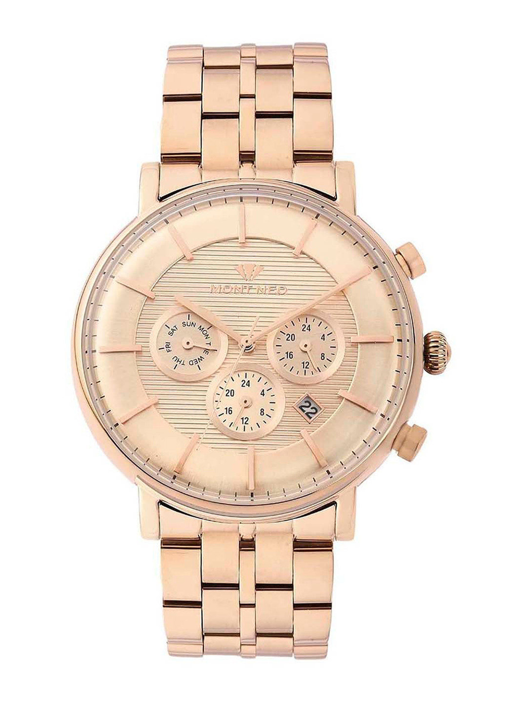 MONT NEO Men Embellished Dial & Bracelet Style Straps Analogue Watch 1055C-M3307, Rose gold
MONT NEO Men Embellished Dial & Bracelet Style Straps Analogue Watch 1055C-M3307, Rose gold