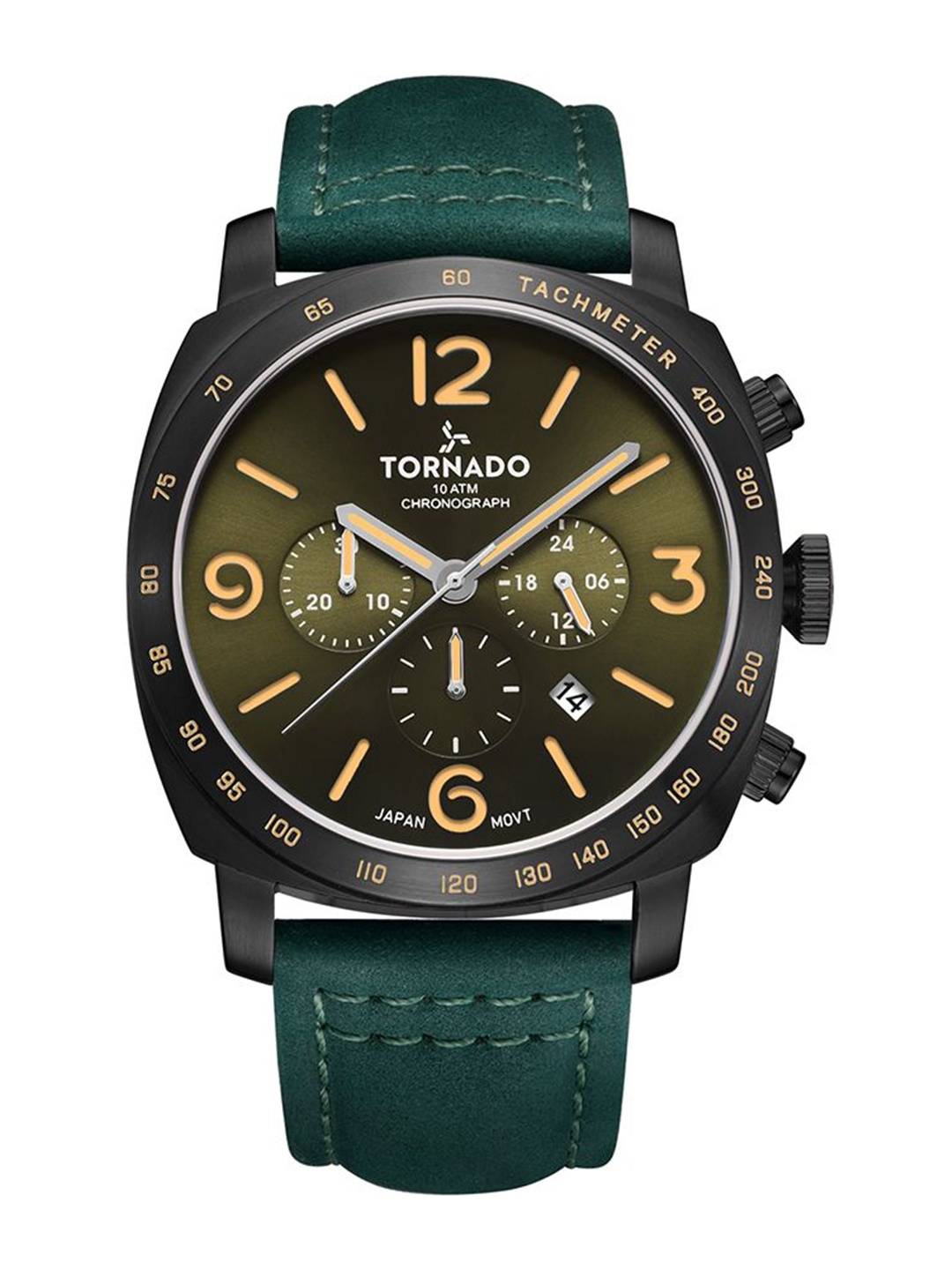TORNADO Men Dial & Leather Straps Analogue Chronograph Watch T9102-BLHH, Green
TORNADO Men Dial & Leather Straps Analogue Chronograph Watch T9102-BLHH, Green