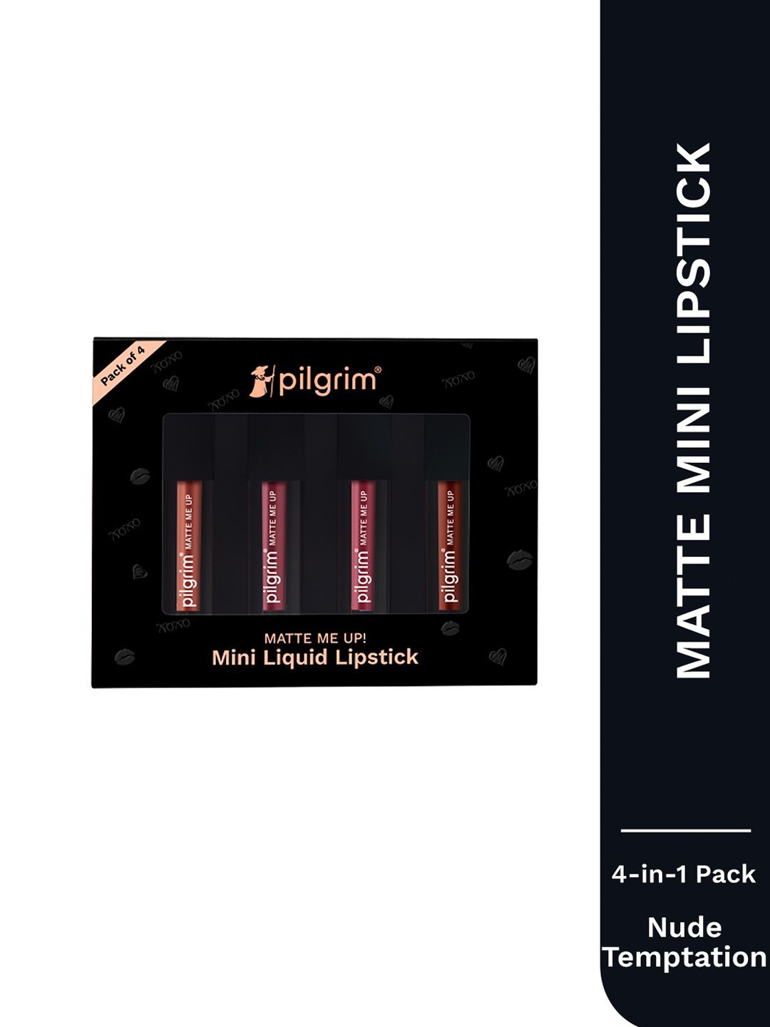 Pilgrim Set Of 4 Matte Me Up Mini Liquid Lipstick - 1 ml Each - Nude Temptation, Brown
Pilgrim Set Of 4 Matte Me Up Mini Liquid Lipstick - 1 ml Each - Nude Temptation, Brown