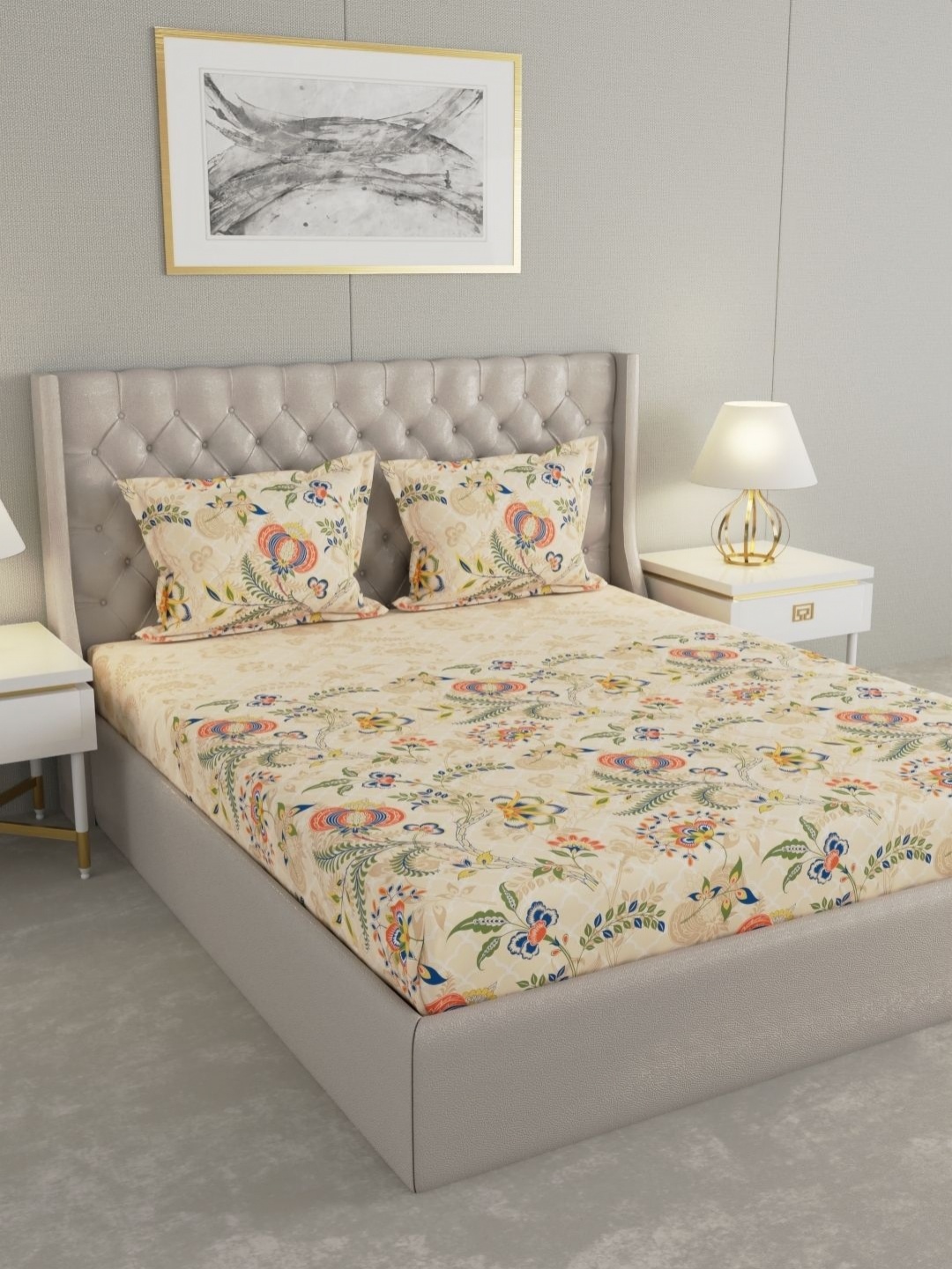 Raymond Home Cream-Coloured Floral Pure Cotton 120 TC King Bedsheet Set 2.74 m X 2.74 m
Raymond Home Cream-Coloured Floral Pure Cotton 120 TC King Bedsheet Set 2.74 m X 2.74 m
