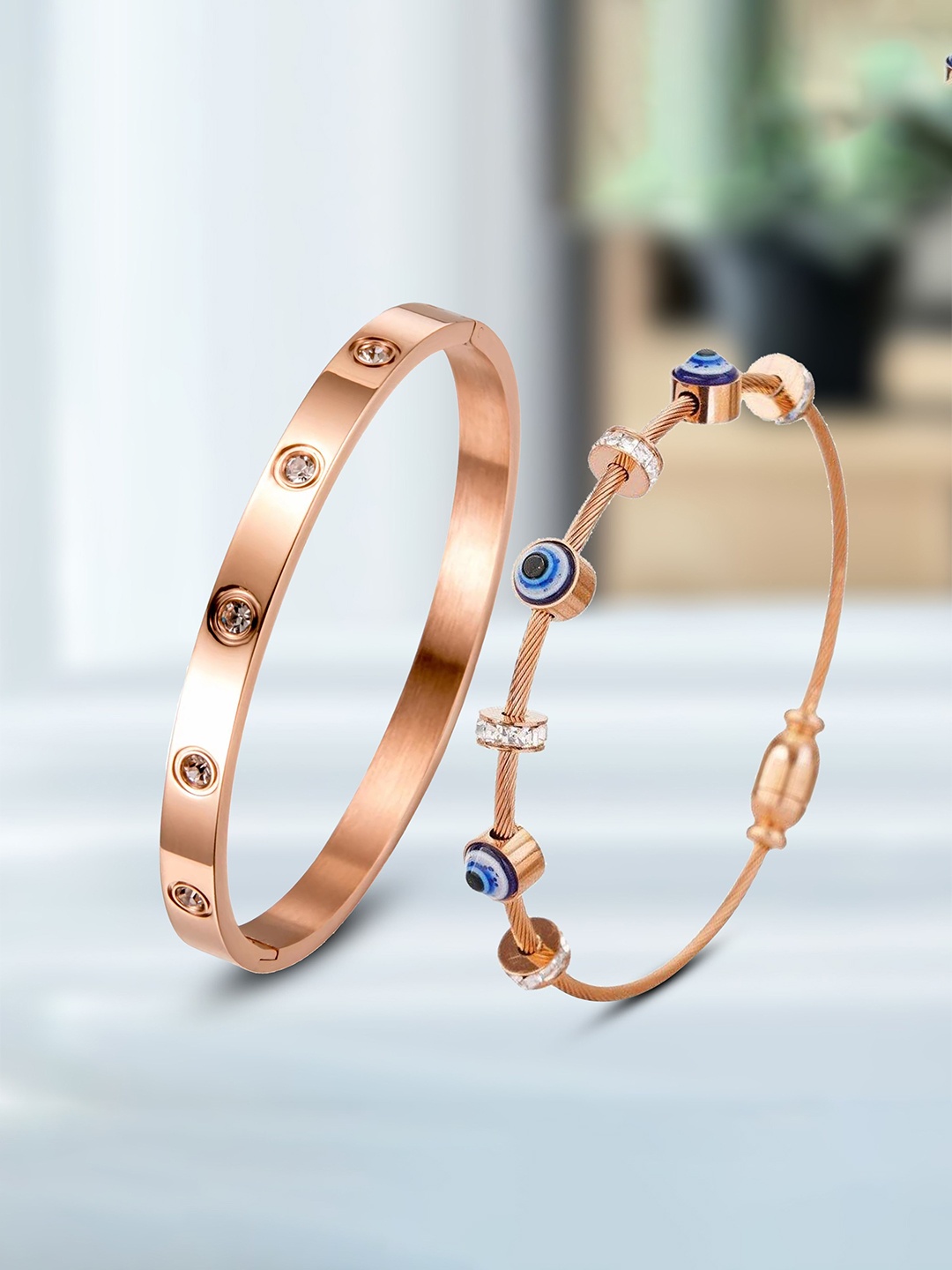 DIVASTRI Set Of 2 Gold-Plated Stainless Steel American Diamond Anti Tarnish Kada Bracelets
DIVASTRI Set Of 2 Gold-Plated Stainless Steel American Diamond Anti Tarnish Kada Bracelets