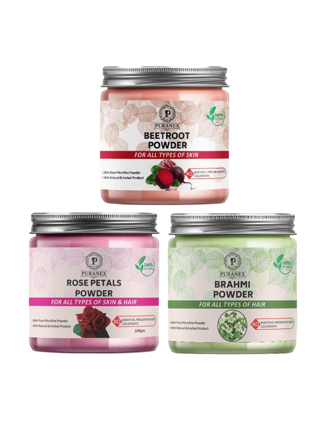 Puranex Set Of 3 Natural Beetroot- Rose Petal & Brahmi Powder For Skin & Hair - 100g Each, Orange
Puranex Set Of 3 Natural Beetroot- Rose Petal & Brahmi Powder For Skin & Hair - 100g Each, Orange