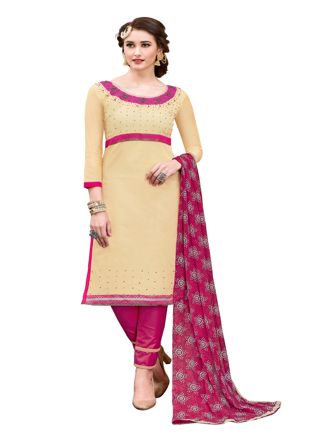 Maroosh Floral Embroidered Beads and Stones Cotton Unstitched Dress Material, Beige
Maroosh Floral Embroidered Beads and Stones Cotton Unstitched Dress Material, Beige