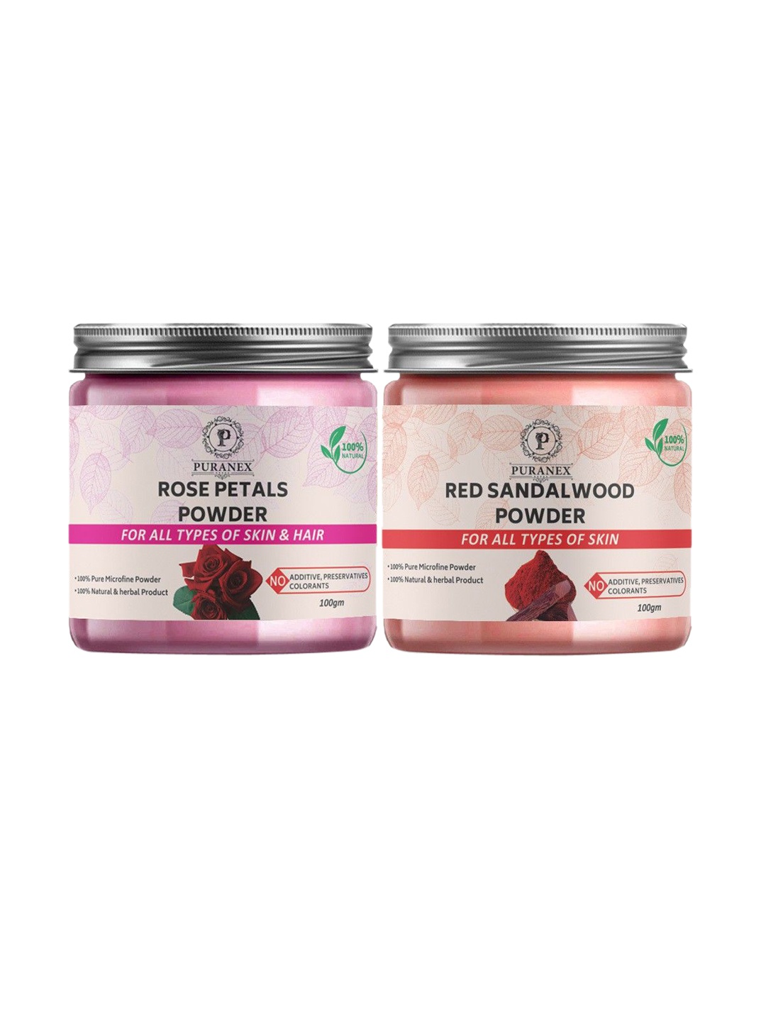 Puranex Set Of 2 Rose Petals & Red Sandalwood Powder For Skin & Hair - 100 g Each, Pink
Puranex Set Of 2 Rose Petals & Red Sandalwood Powder For Skin & Hair - 100 g Each, Pink