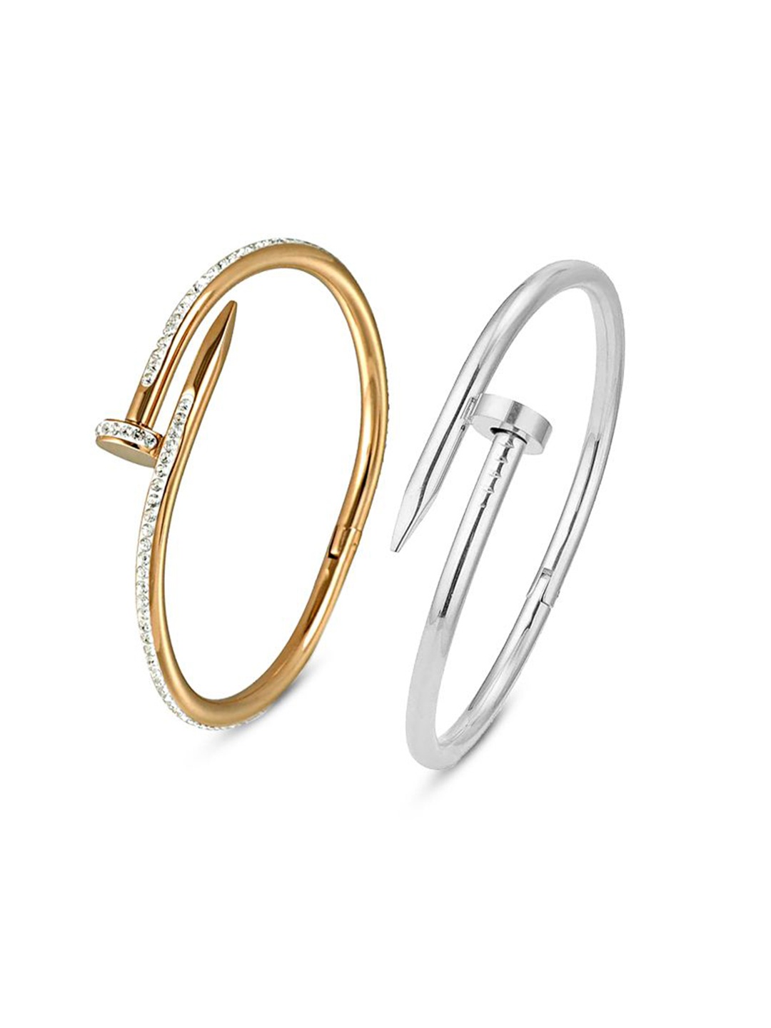 DIVASTRI Set Of 2 Gold-Plated Stainless Steel American Diamond Anti Tarnish Kada Bracelets
DIVASTRI Set Of 2 Gold-Plated Stainless Steel American Diamond Anti Tarnish Kada Bracelets