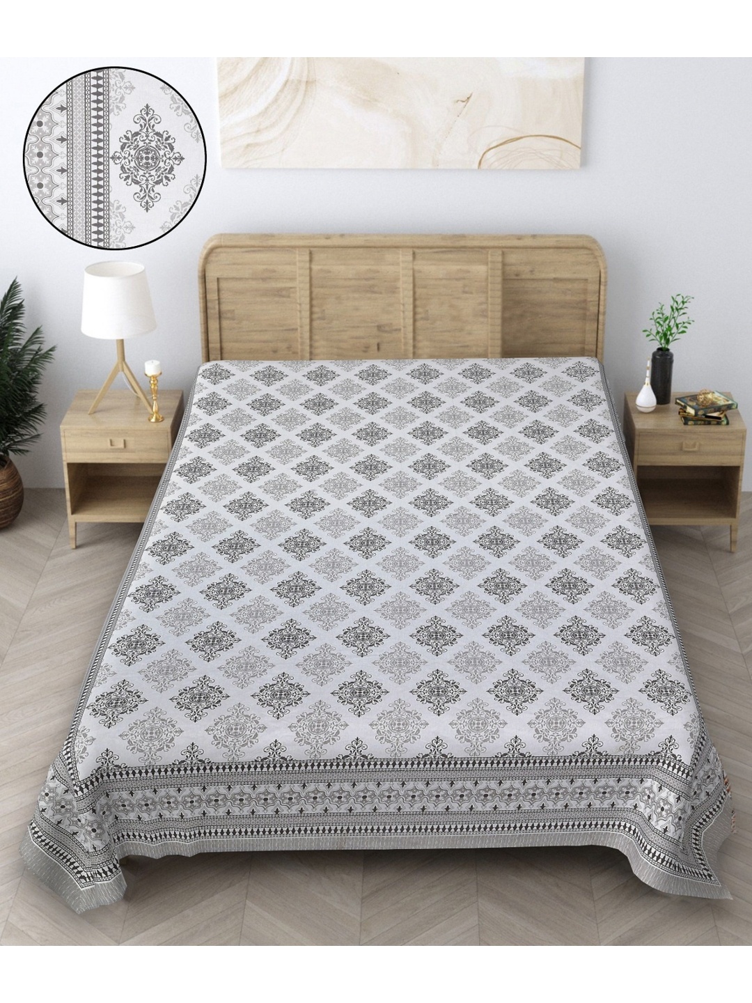 Texstylers Grey & Black Floral Pure Cotton 164 TC Single Bedsheet-1.52 m X 2.28 m
Texstylers Grey & Black Floral Pure Cotton 164 TC Single Bedsheet-1.52 m X 2.28 m