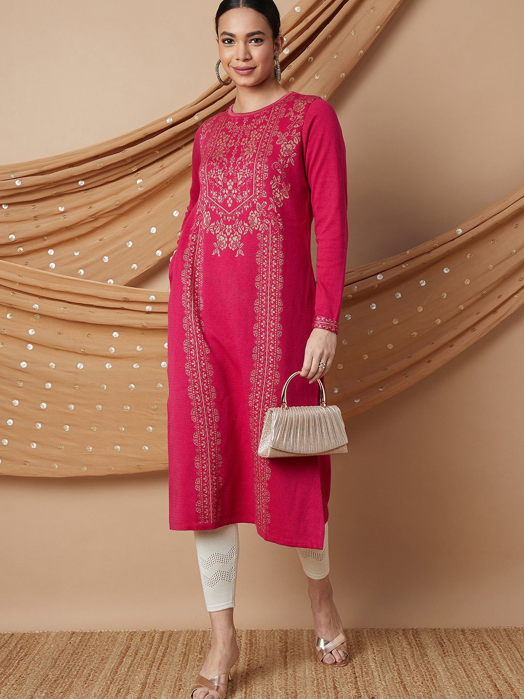 Melange by Lifestyle Ethnic Motifs Embroidered Thread Work Acrylic Straight Kurta, Pink
Melange by Lifestyle Ethnic Motifs Embroidered Thread Work Acrylic Straight Kurta, Pink
