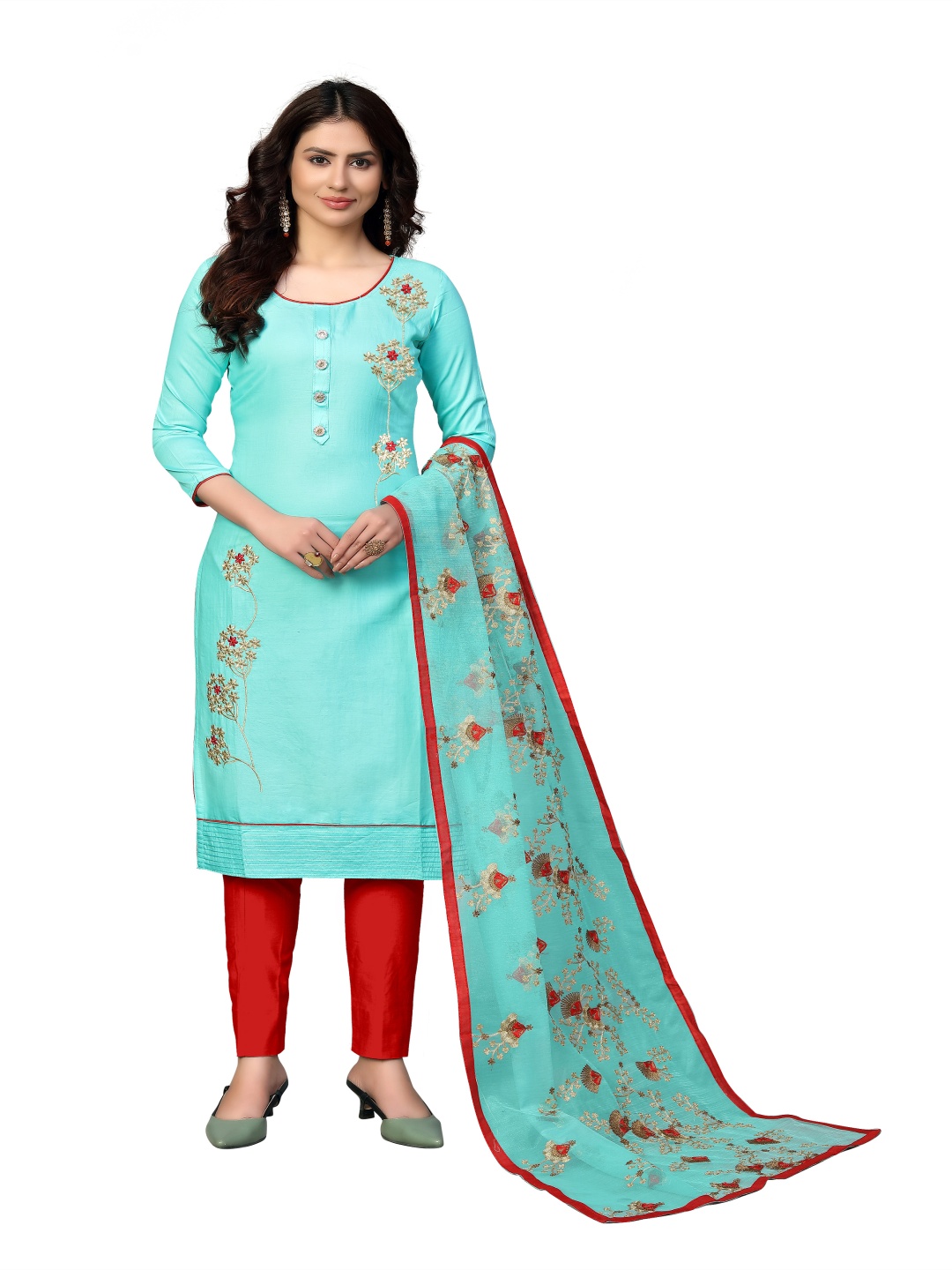 Maroosh Floral Embroidered Beads and Stones Cotton Unstitched Dress Material, Sea green
Maroosh Floral Embroidered Beads and Stones Cotton Unstitched Dress Material, Sea green