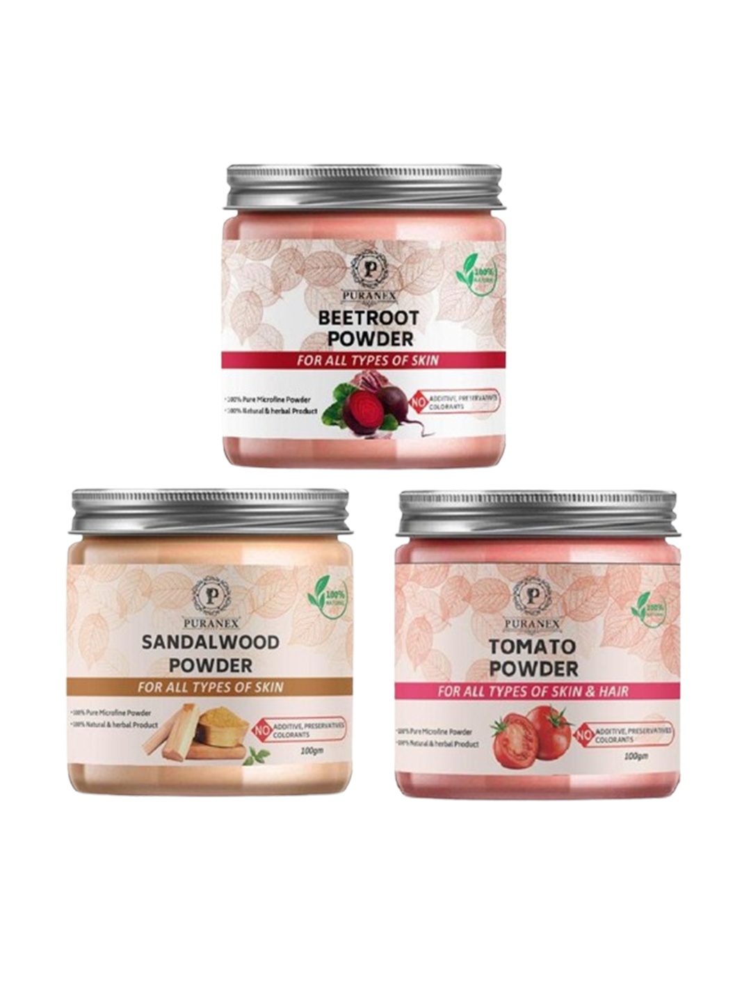 Puranex Set Of 3 Beetroot - Sandalwood & Tomato Powder For Skin & Hair - 100 g Each, Pink
Puranex Set Of 3 Beetroot - Sandalwood & Tomato Powder For Skin & Hair - 100 g Each, Pink