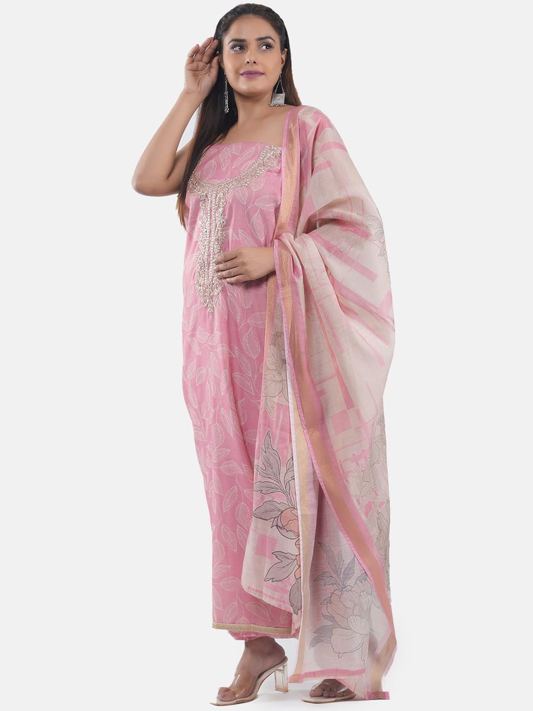 MOZAFIA Botanical Printed Beads and Stones Tussar Silk Unstitched Dress Material, Pink
MOZAFIA Botanical Printed Beads and Stones Tussar Silk Unstitched Dress Material, Pink