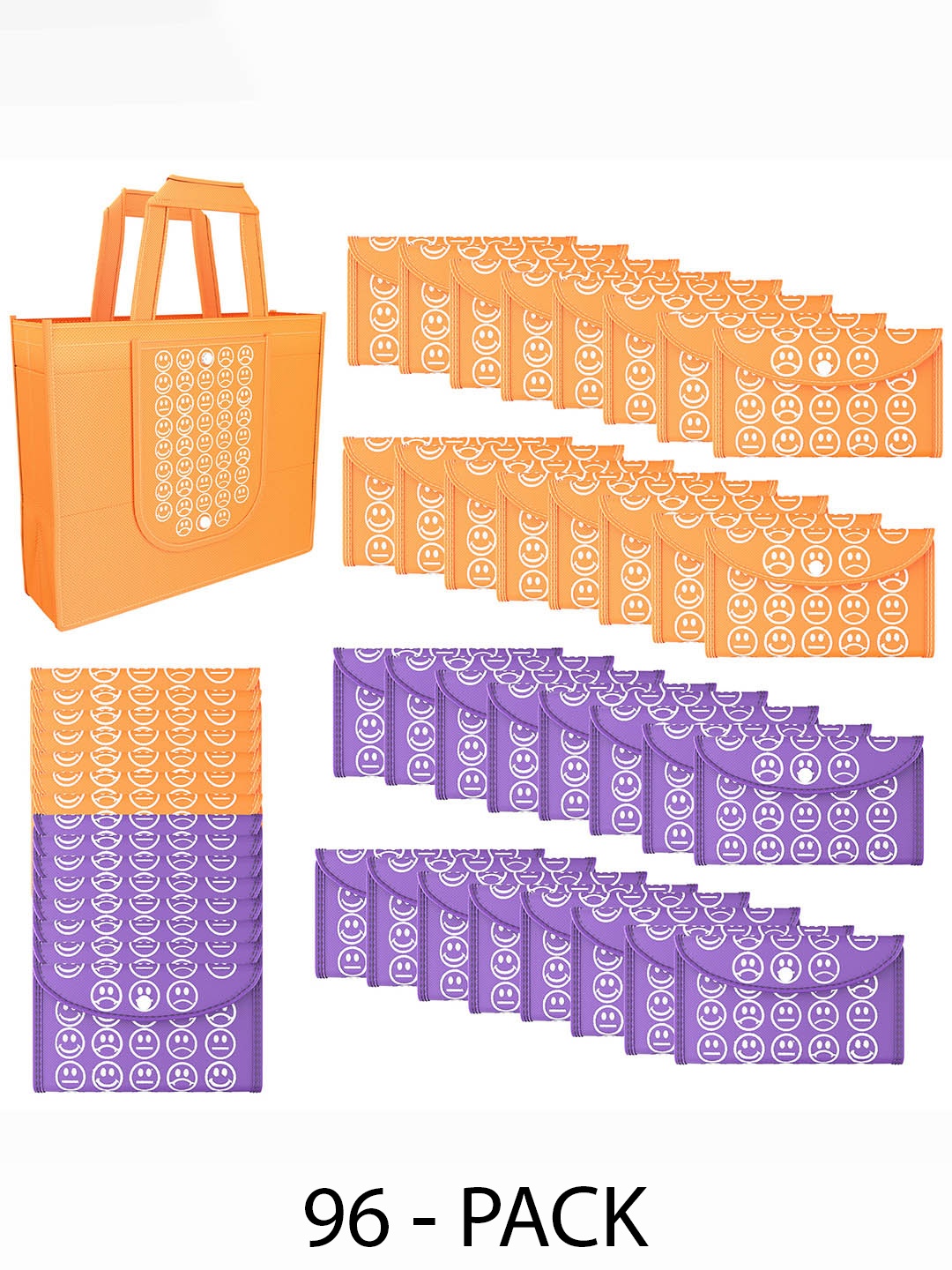 Kuber Industries Set of 96 Smiley Printed Lightweight Foldable & Reusable Shopping Bags, Orange
Kuber Industries Set of 96 Smiley Printed Lightweight Foldable & Reusable Shopping Bags, Orange